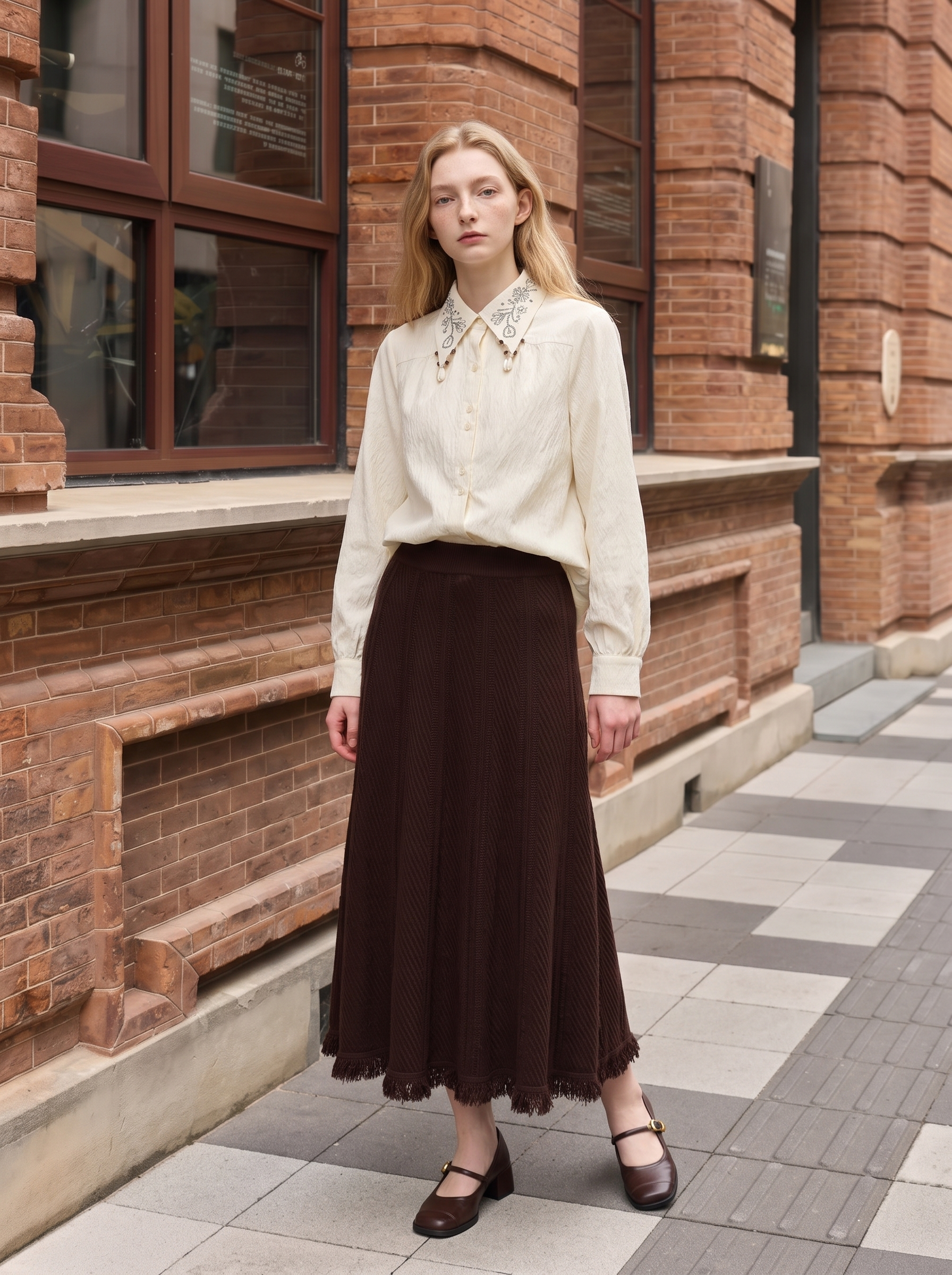 Artistic-style high-waisted plaid skirt-LYONSENS