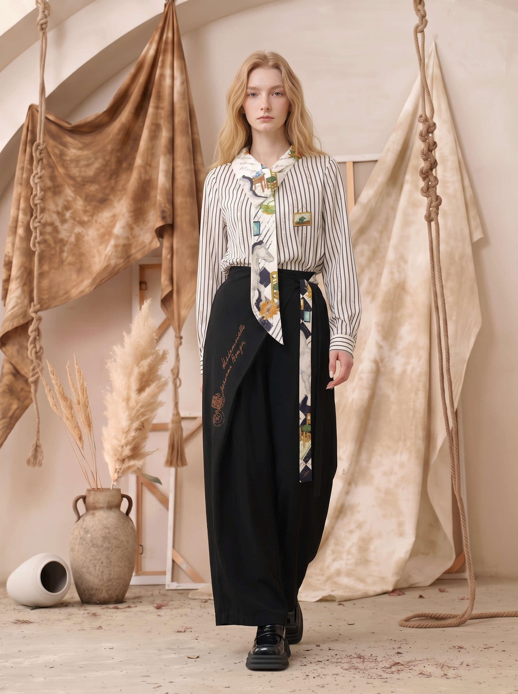 Scarf-Tie Bermuda Shorts-LYONSENS