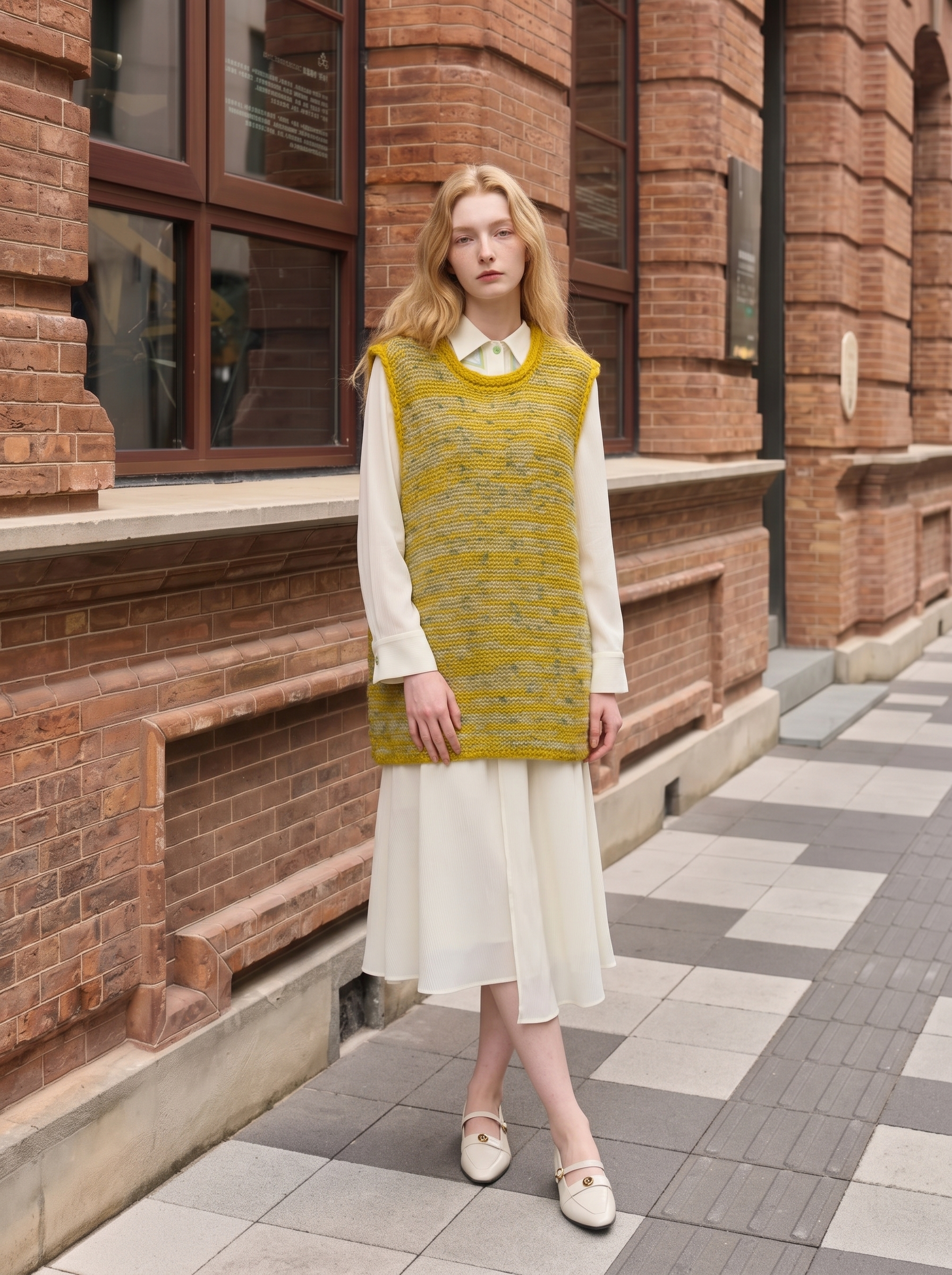 Fresh-style embroidered knit vest-LYONSENS