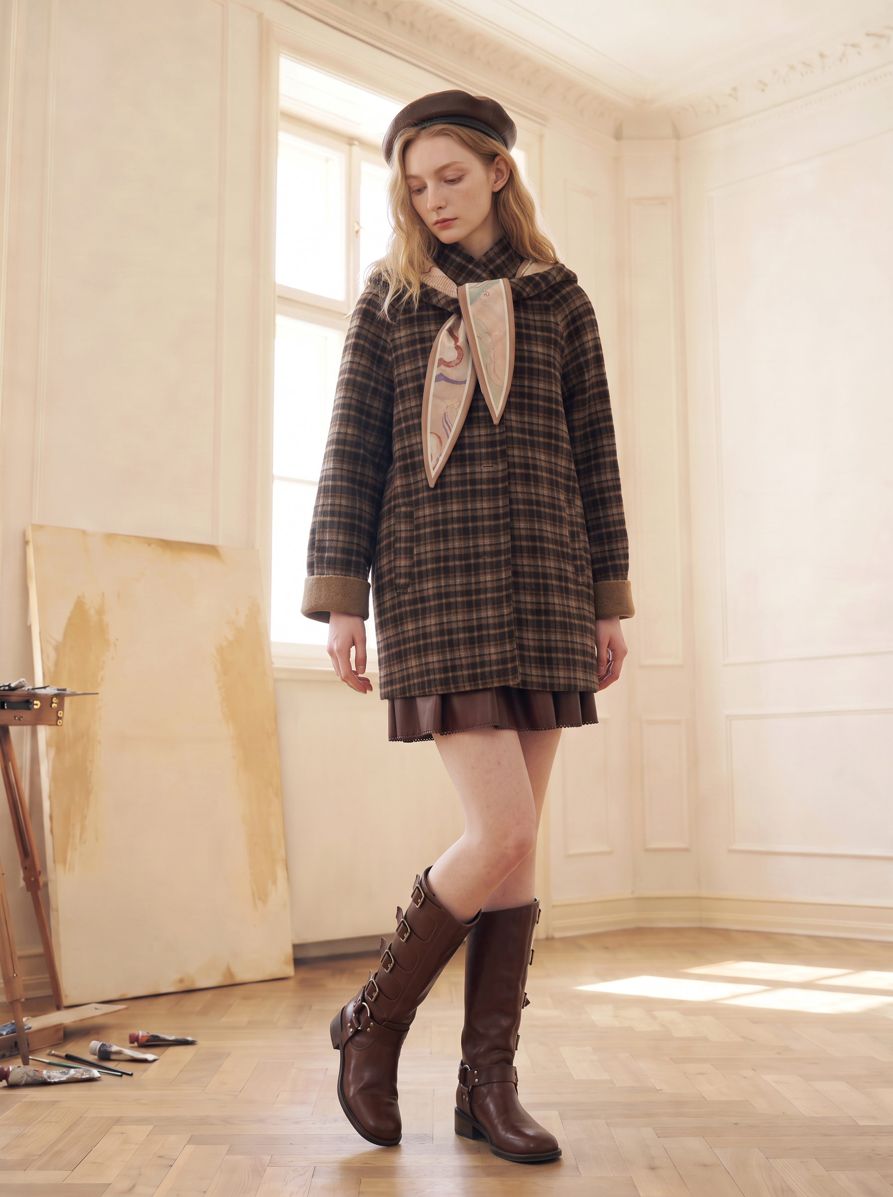 Casual Drop Shoulder Long Sleeve Woolen Coat-LYONSENS