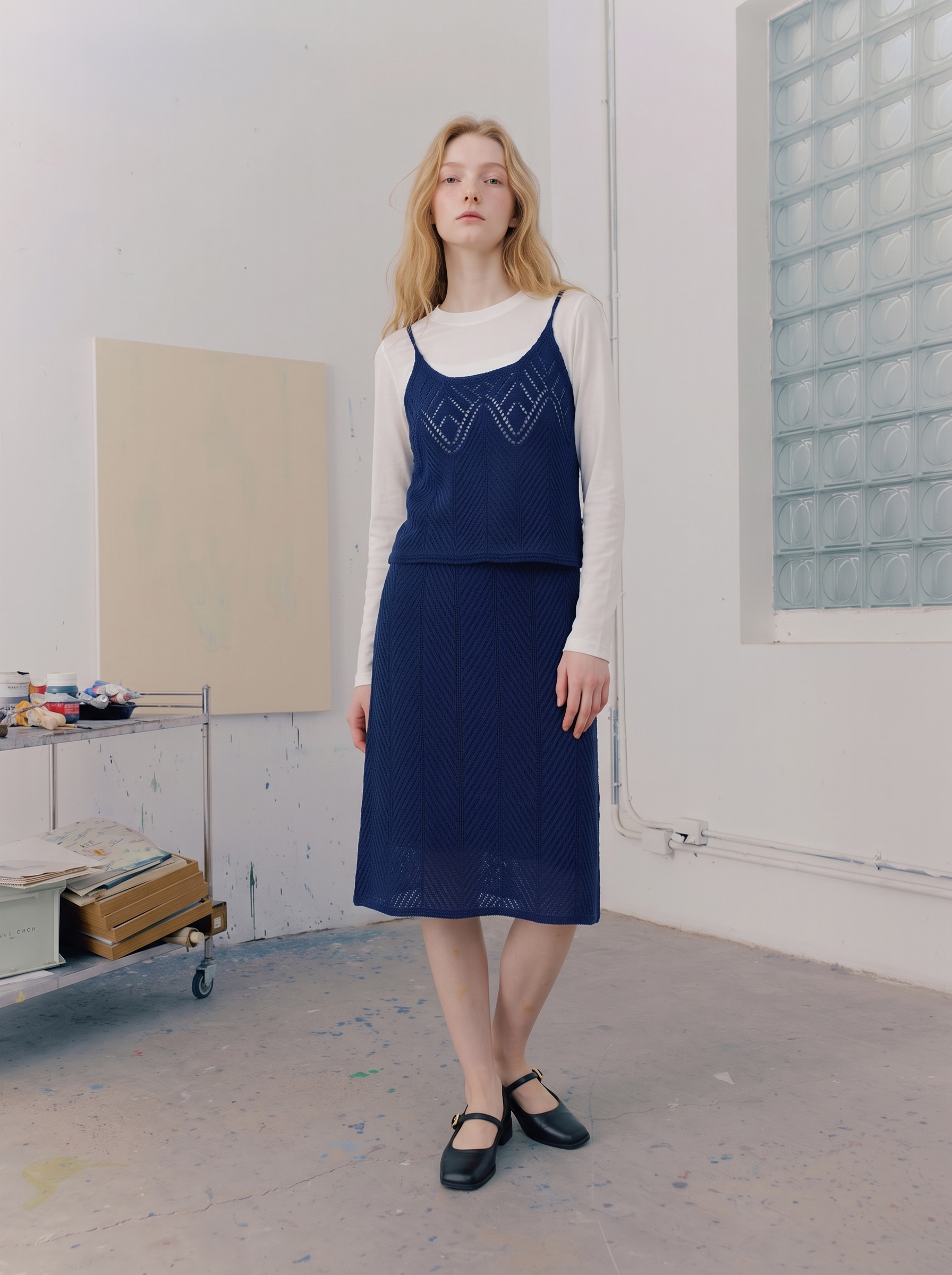 Retro layered suspender skirt suit-LYONSENS