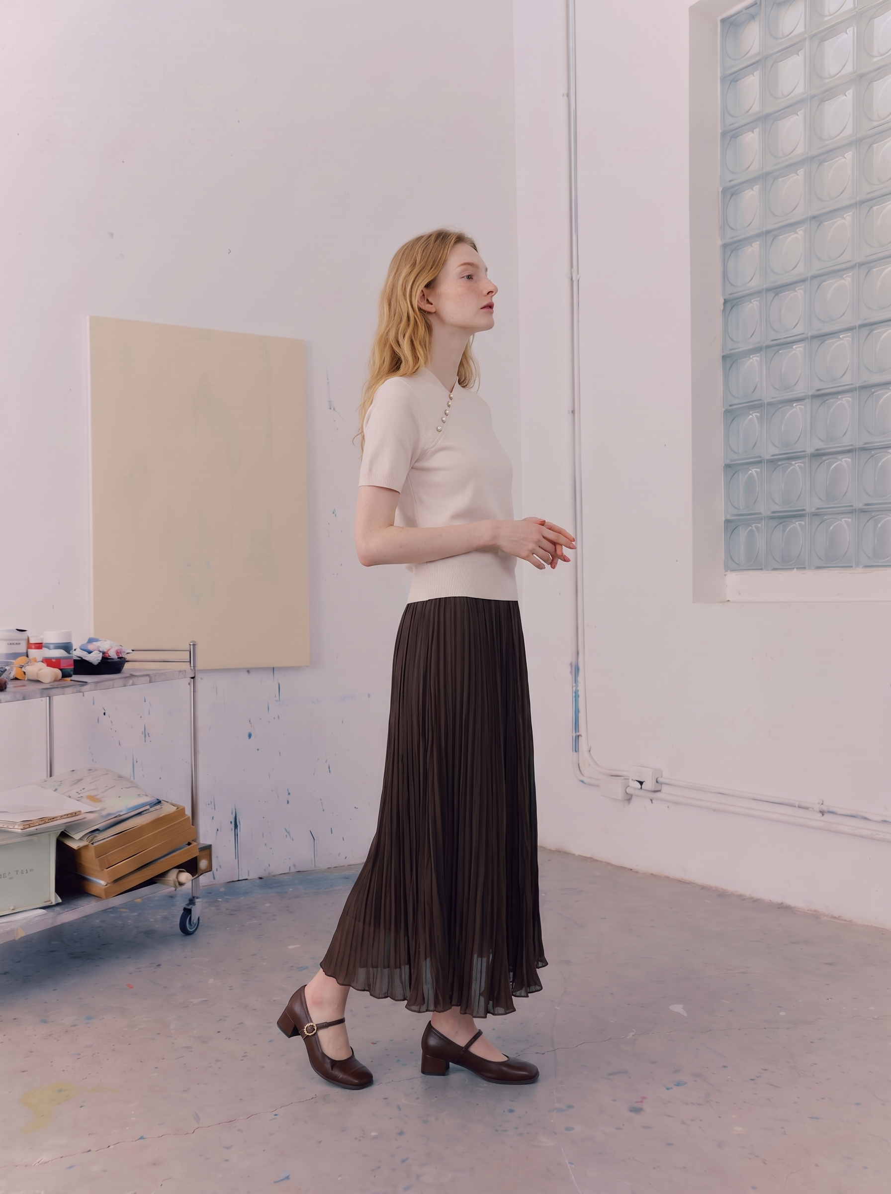 Vintage-style midi skirt with a fluid drape-LYONSENS