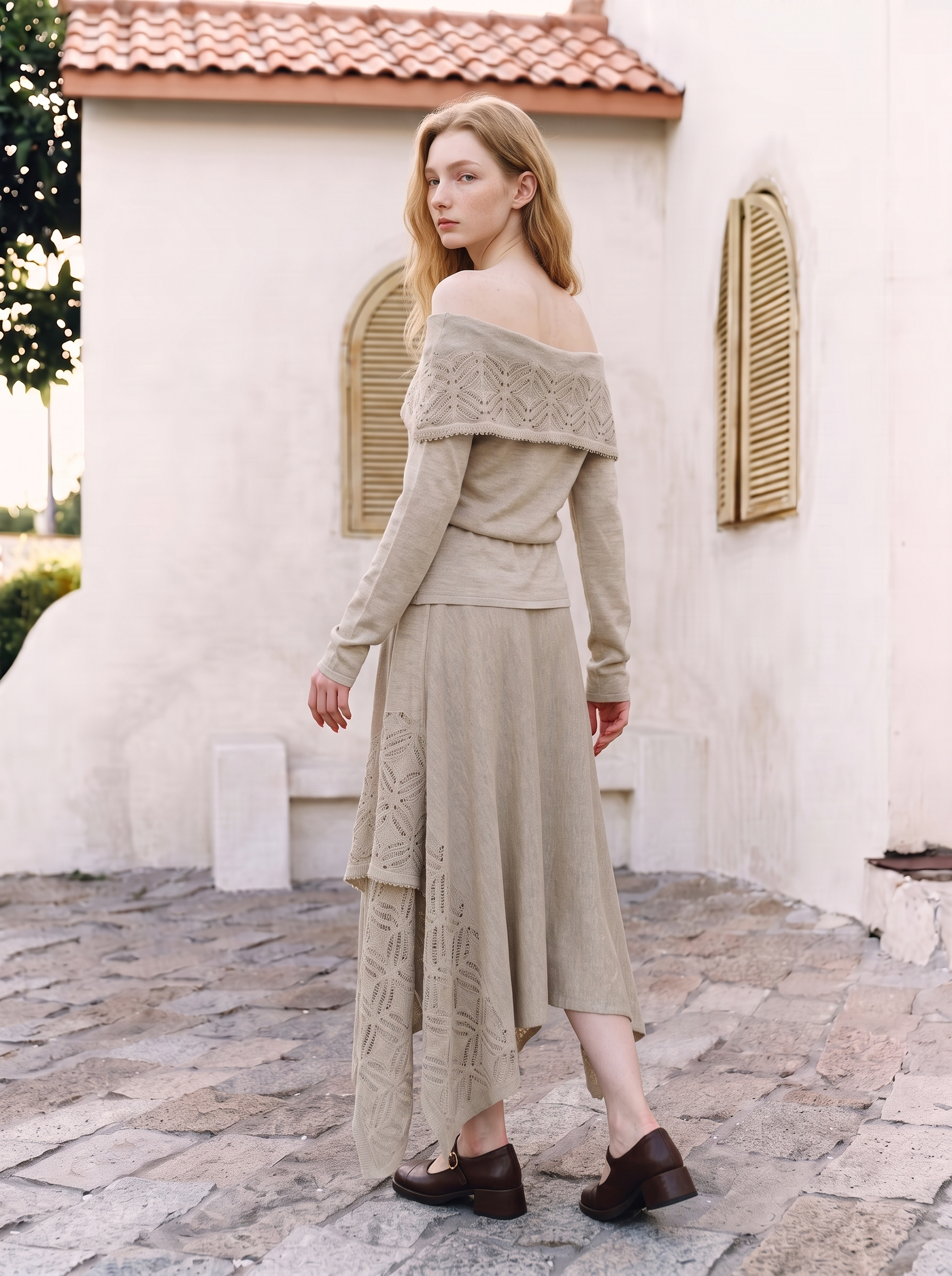 Vintage-style long-sleeved two-piece set-LYONSENS