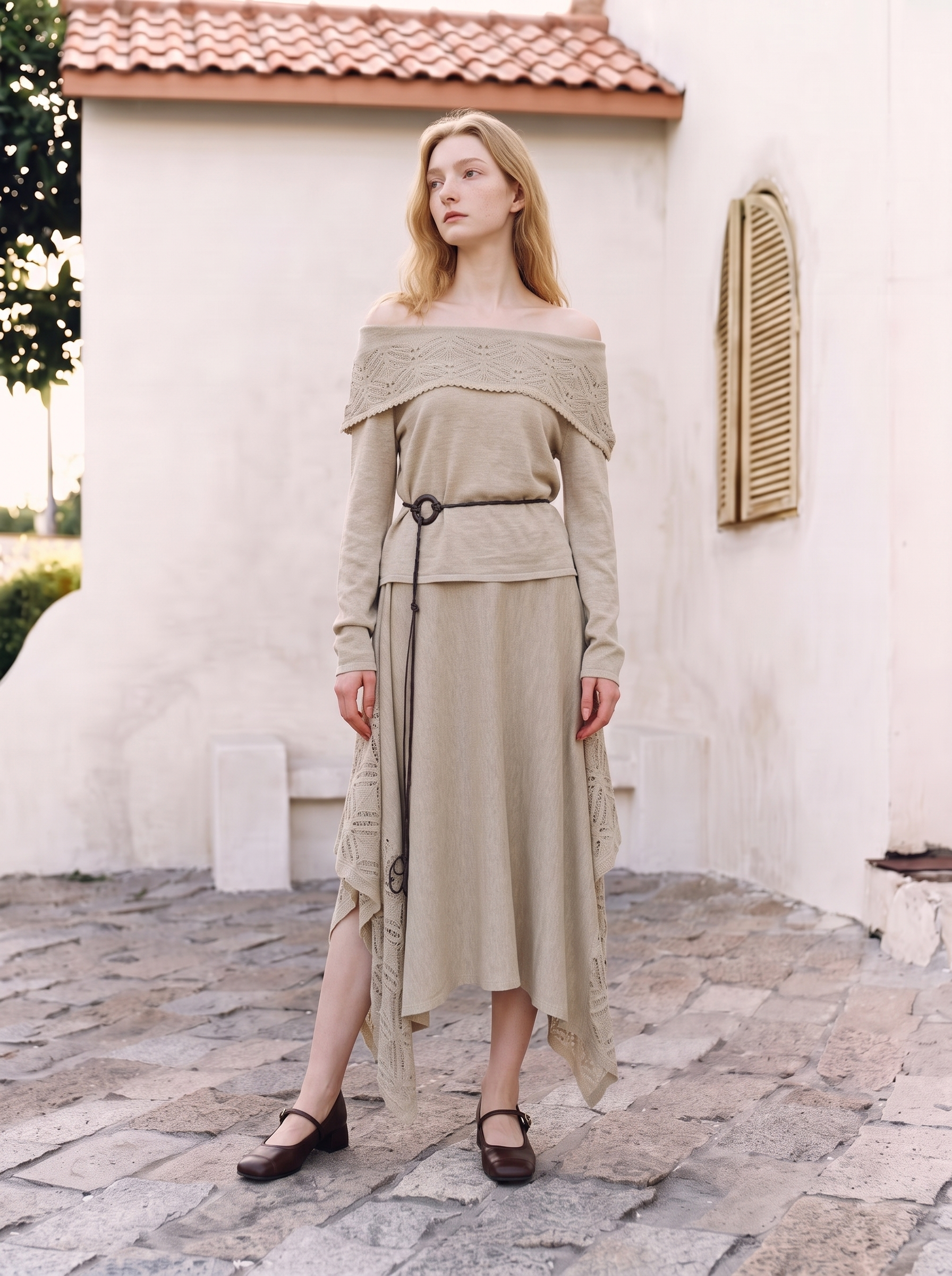 Vintage-style long-sleeved two-piece set-LYONSENS