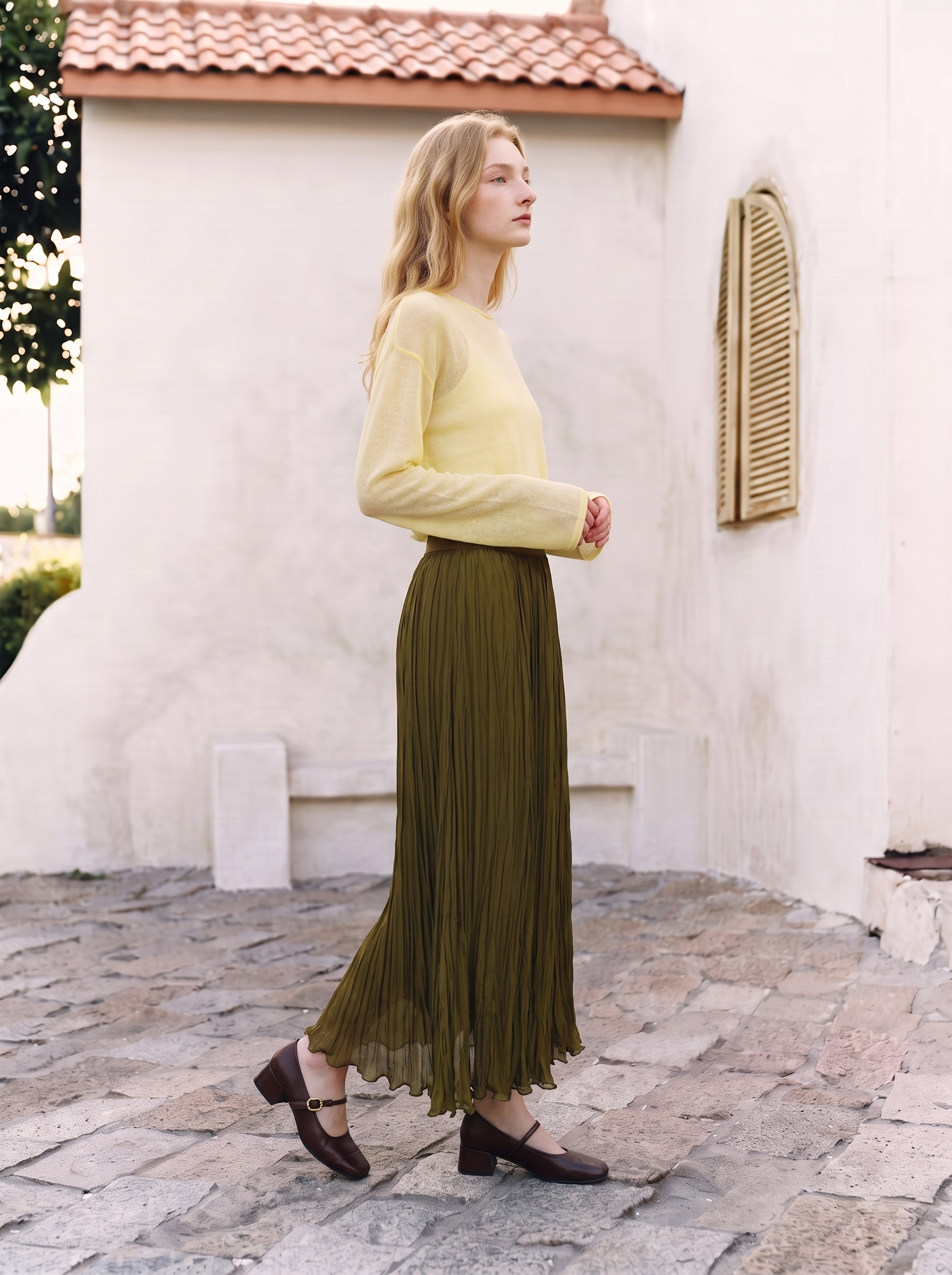 Vintage-style midi skirt with a fluid drape-LYONSENS