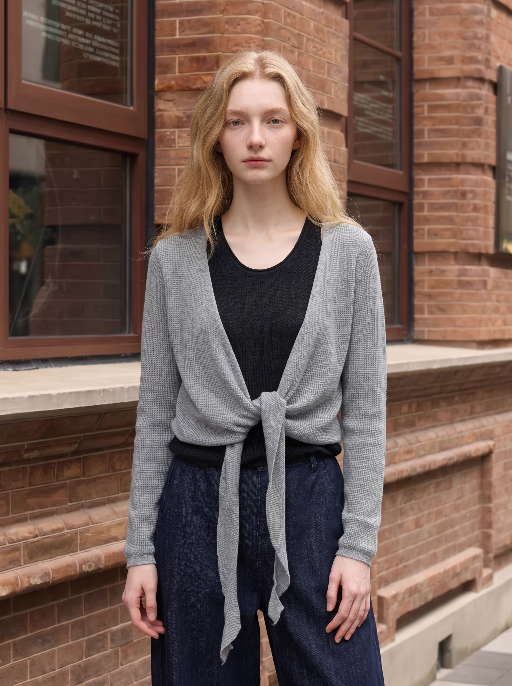 Minimalist solid-color long-sleeve knit sweater-LYONSENS