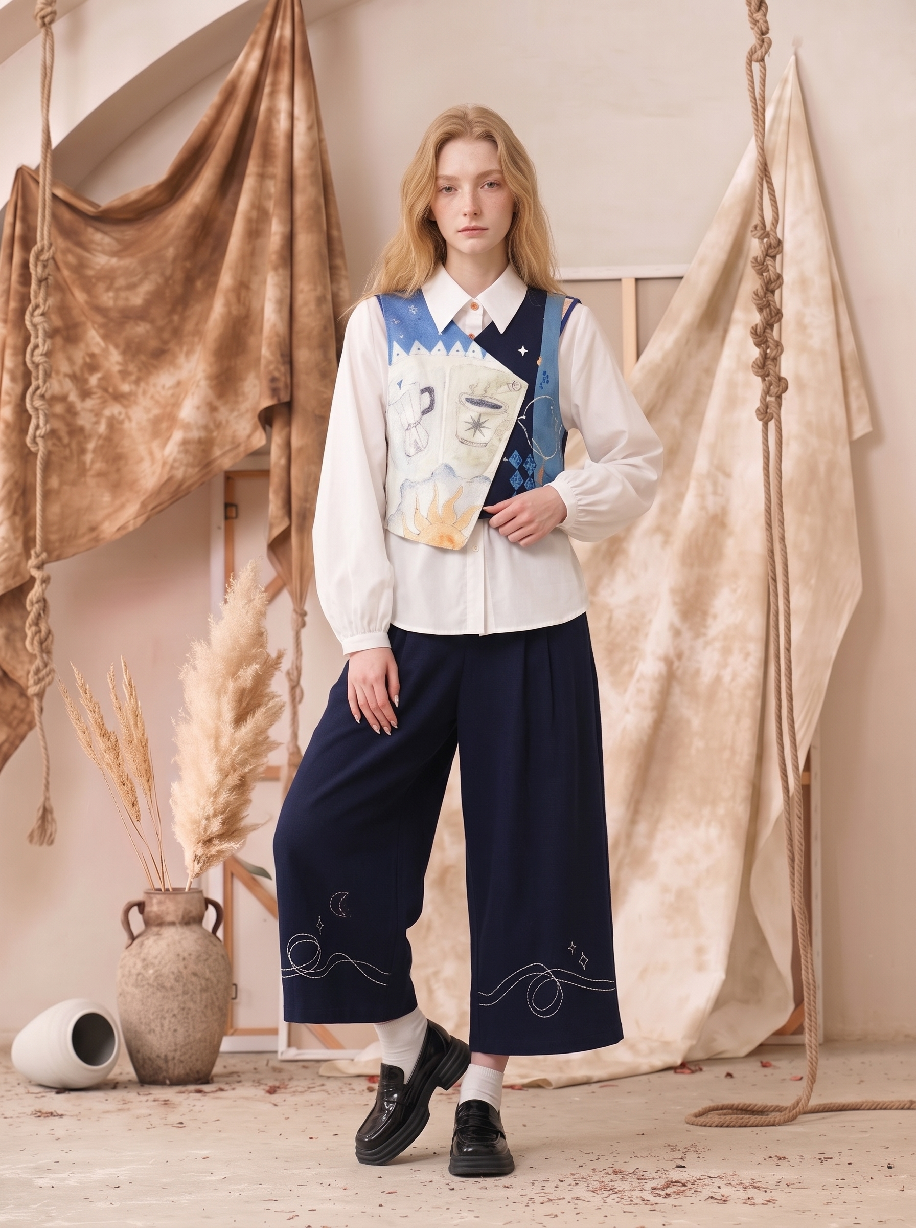 Patchwork Tank Top and A-Line Skirt Two-Piece Set-LYONSENS