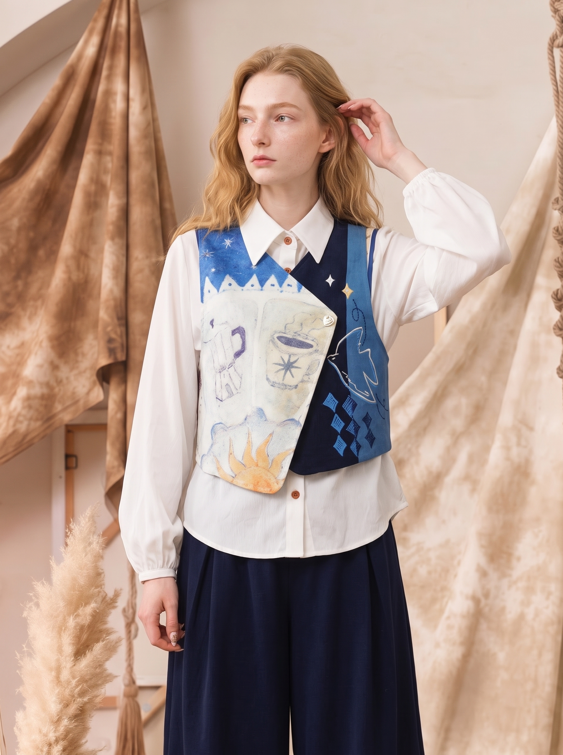 Patchwork Tank Top and A-Line Skirt Two-Piece Set-LYONSENS