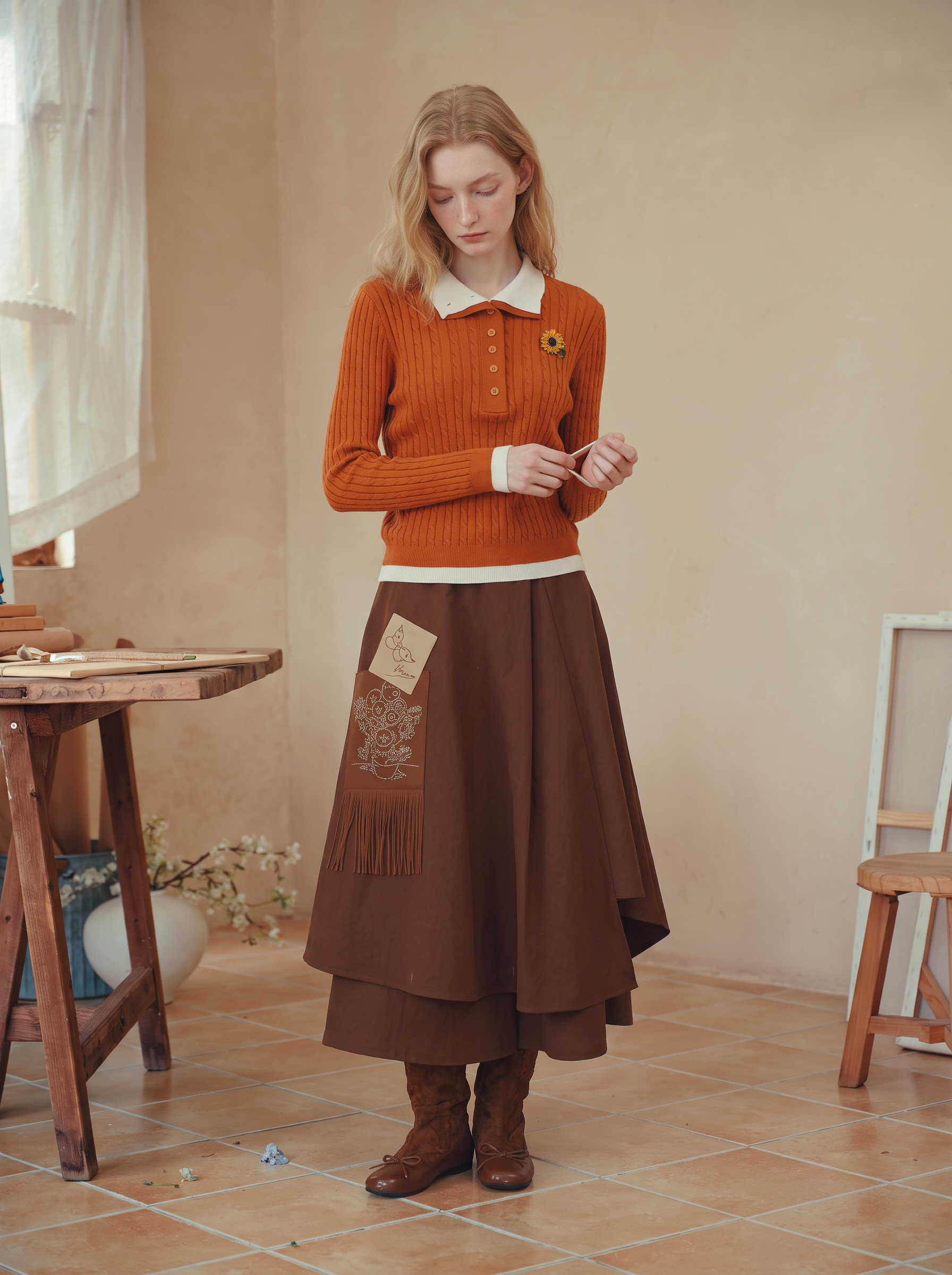 Vintage Casual Crew Neck Knit Sweater-LYONSENS