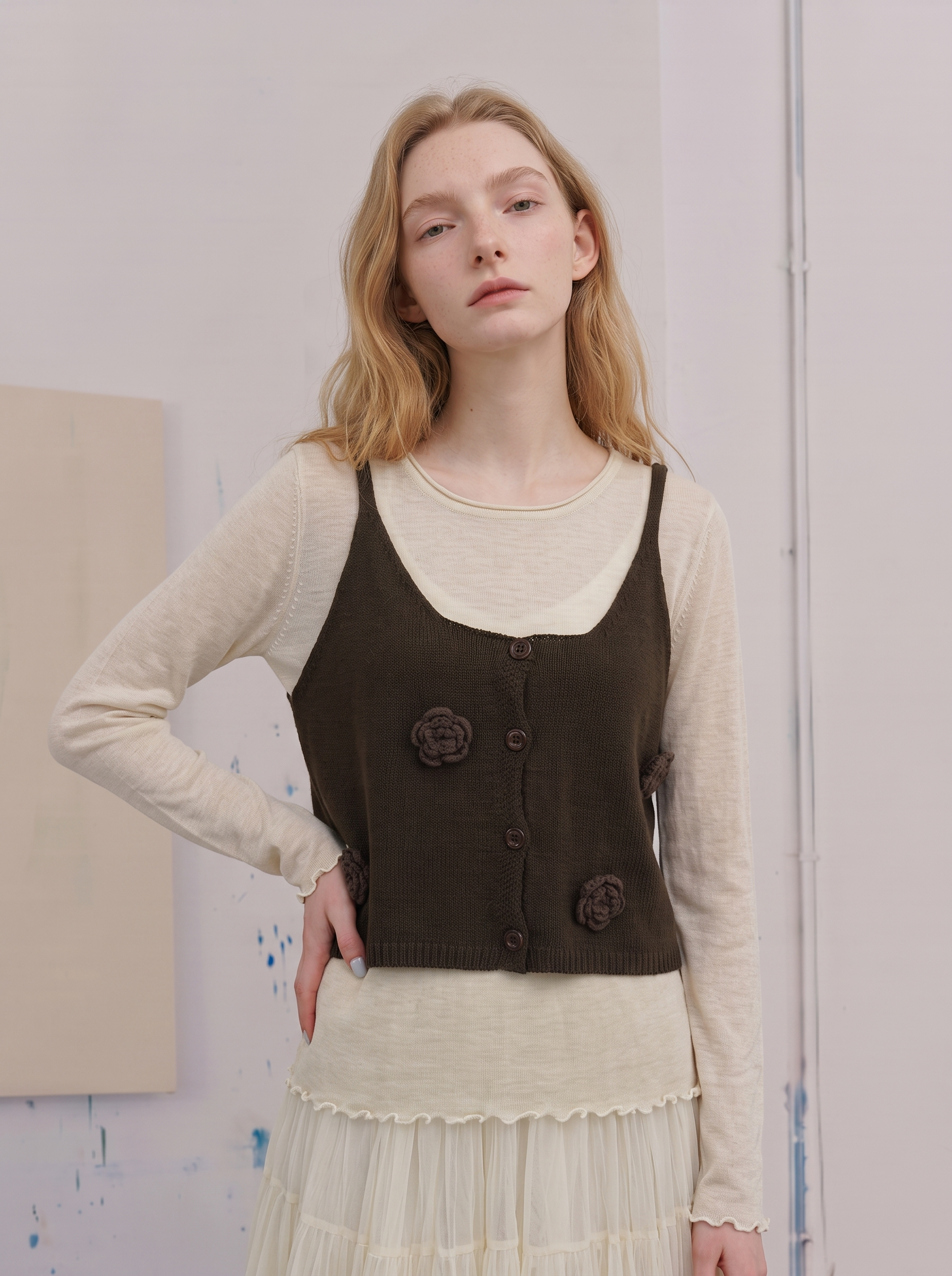 Slim-fit long-sleeve knit top for layering-LYONSENS