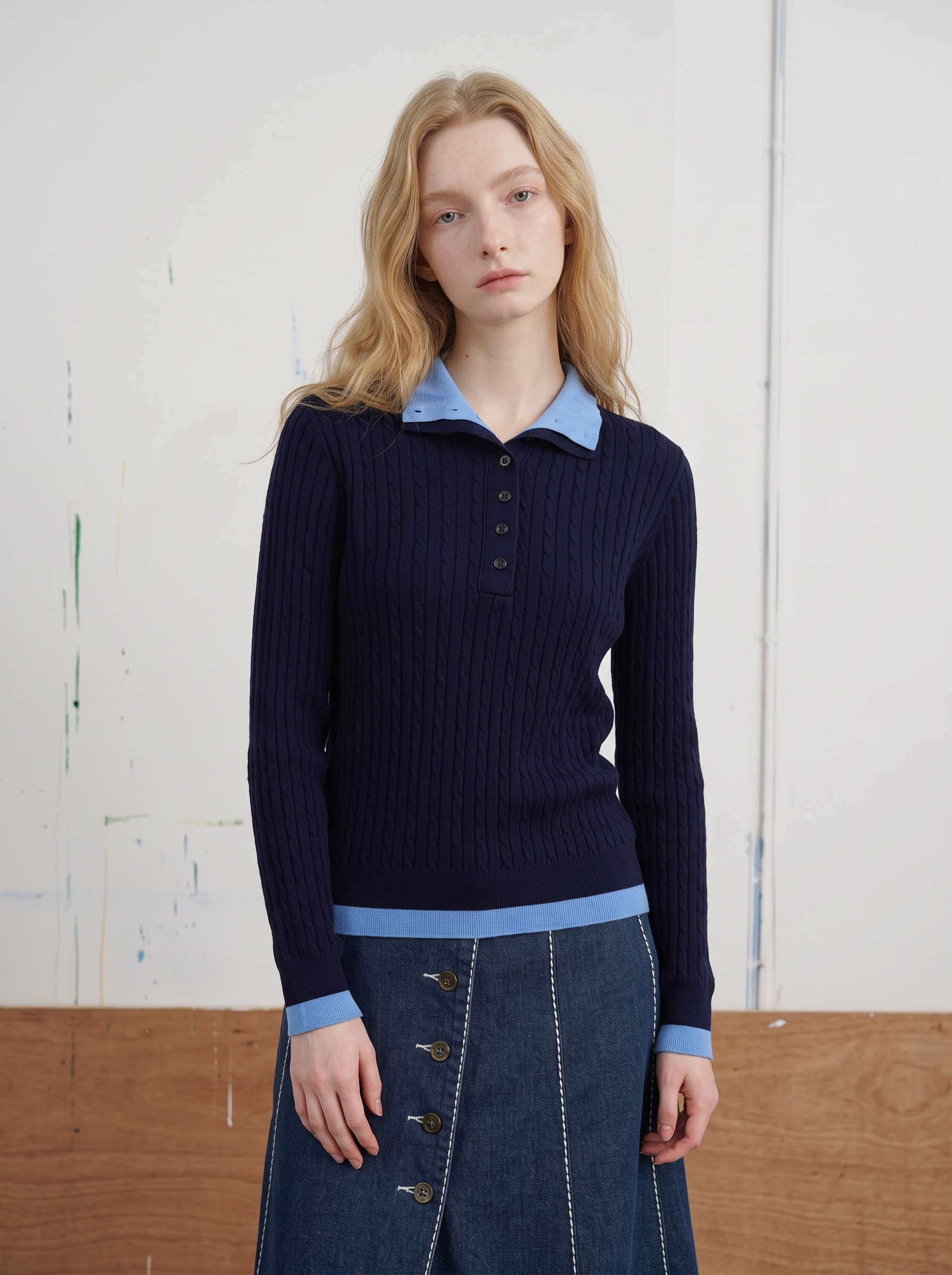 Minimalist collared cropped knit top-LYONSENS