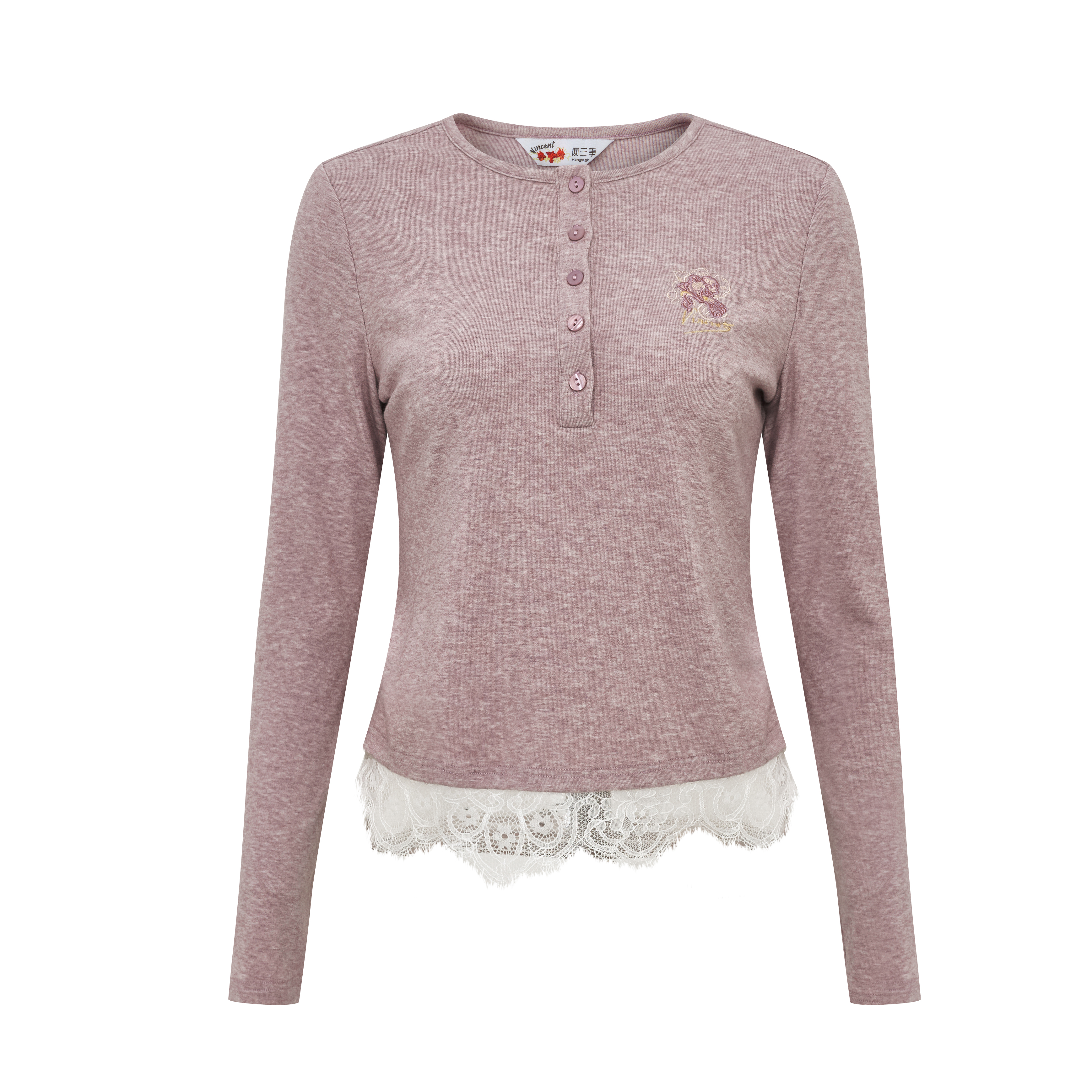 Vintage Turn-Down Collar Cropped Long Sleeve T-Shirt-LYONSENS