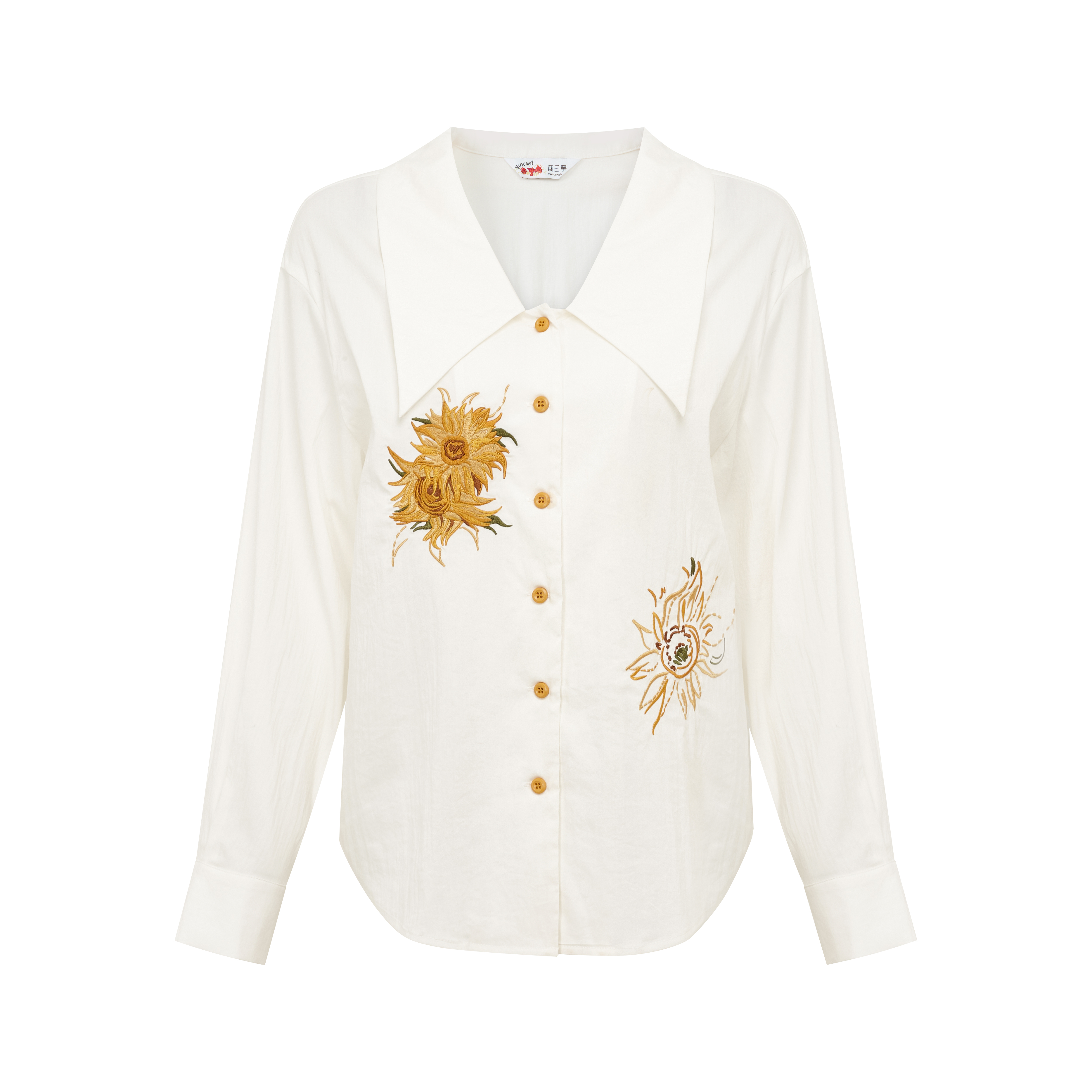 Flower-Decorated Cropped Shirt-LYONSENS