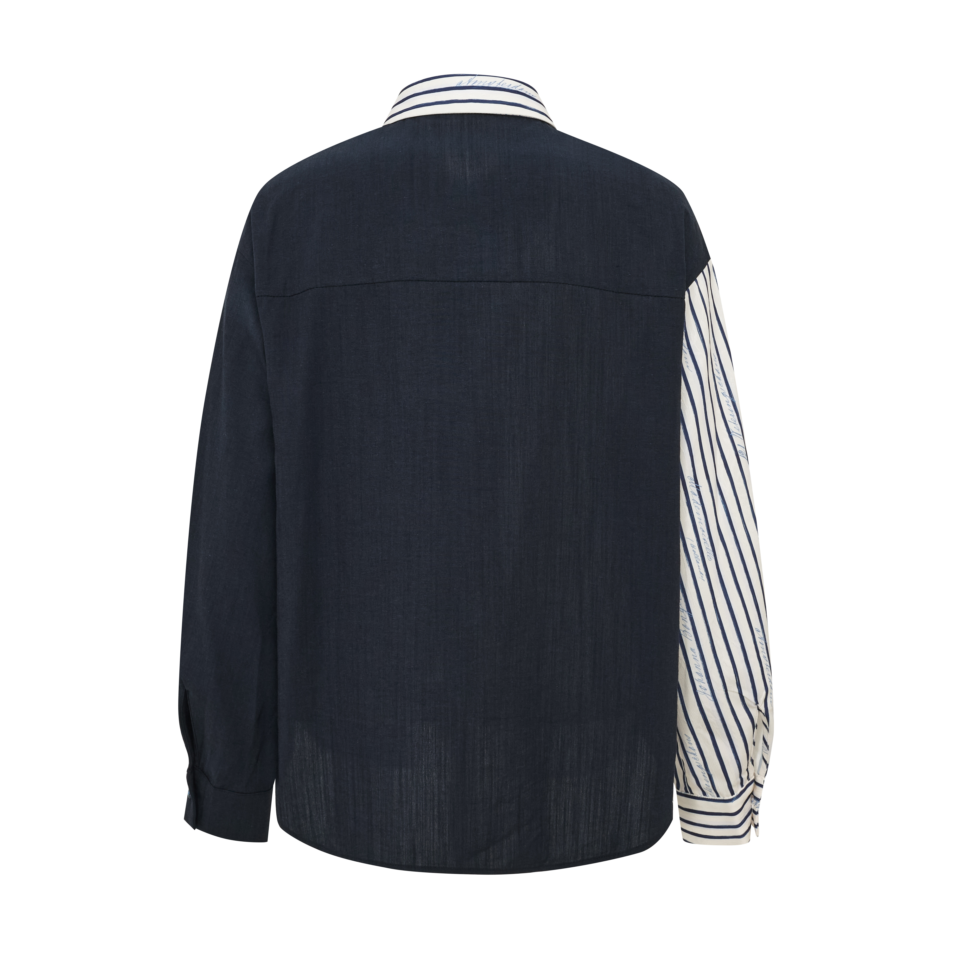 Patchwork Long Sleeve Cropped Shirt-LYONSENS