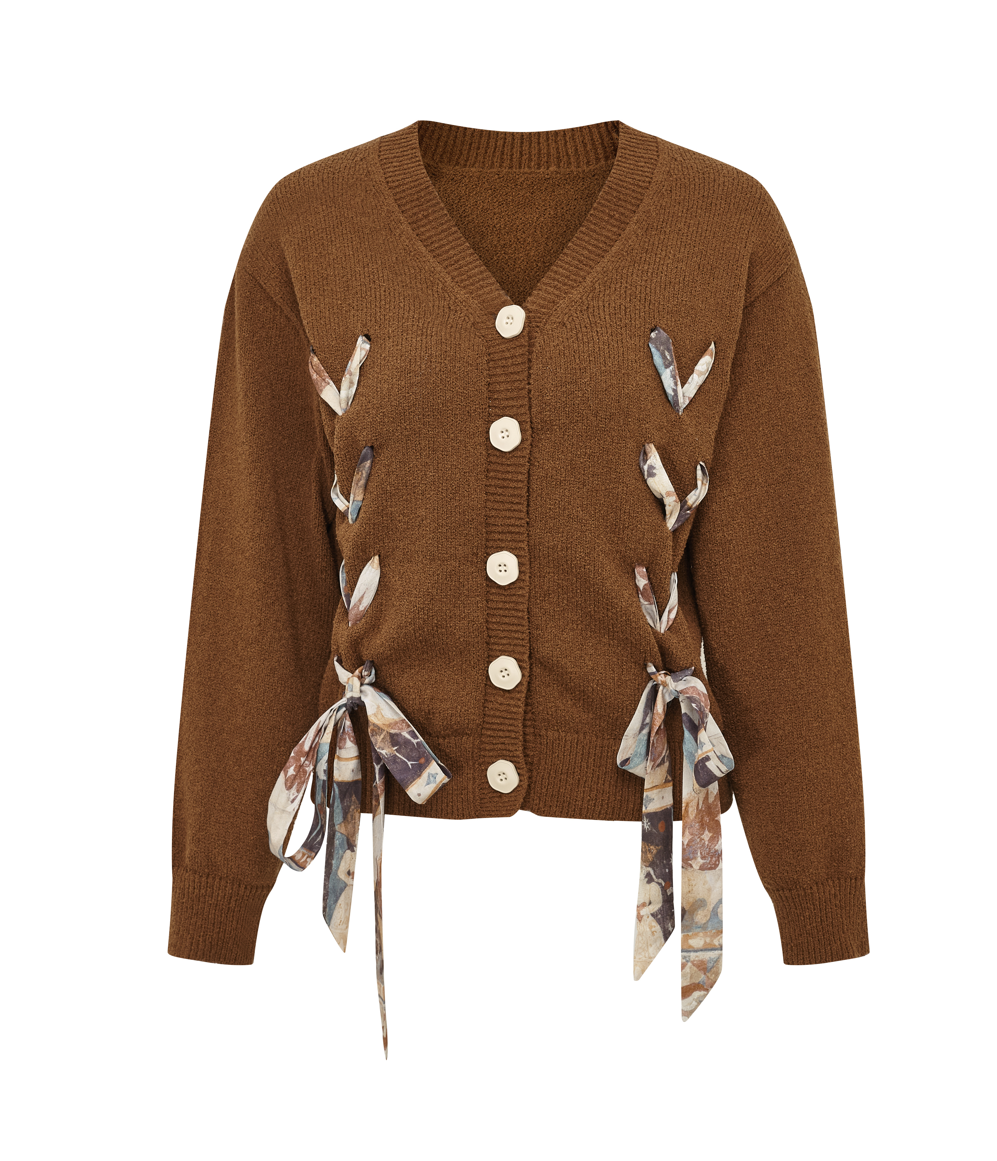 Floral Print Crew Neck Cropped Wool Knit Top-LYONSENS