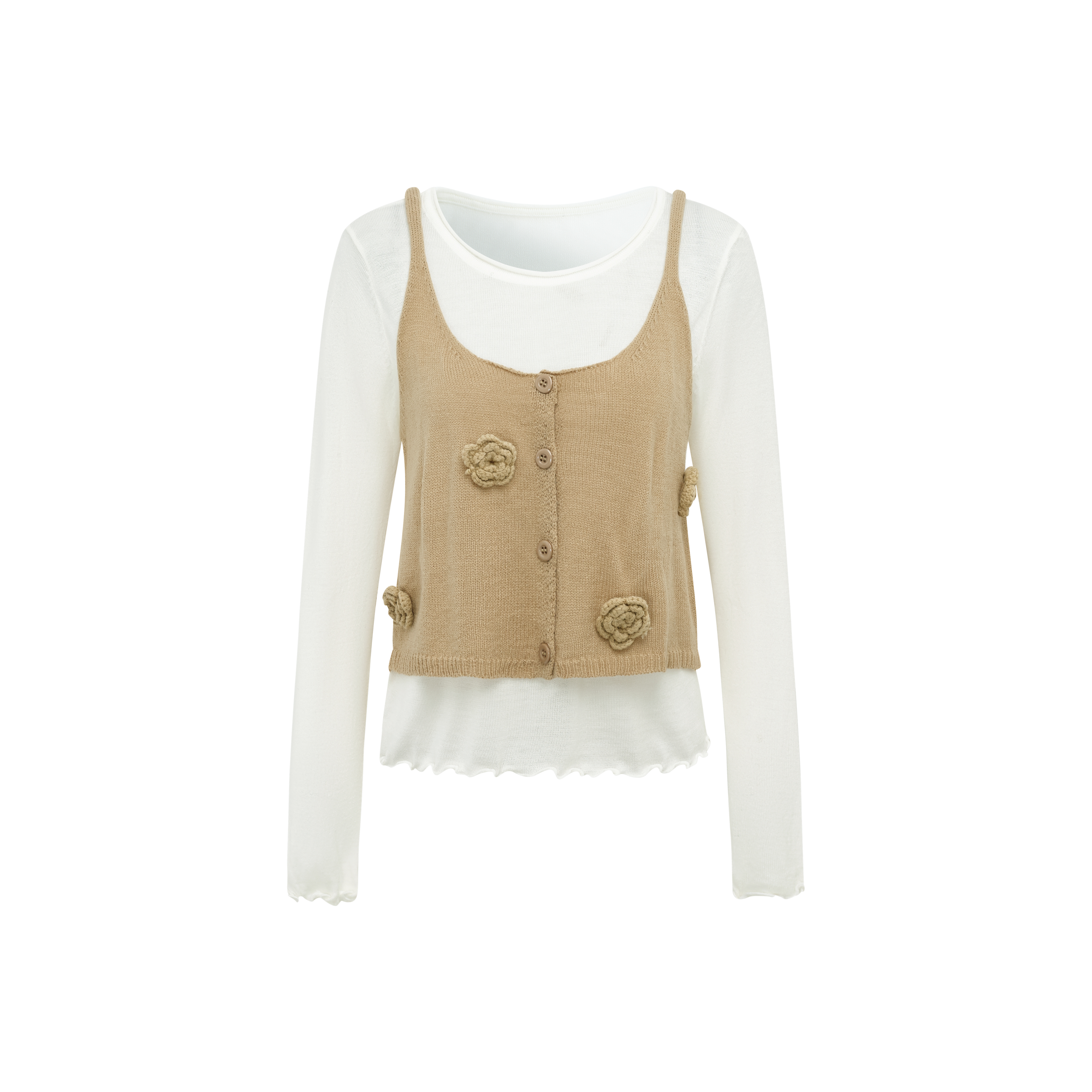 Slim-fit long-sleeve knit top for layering-LYONSENS