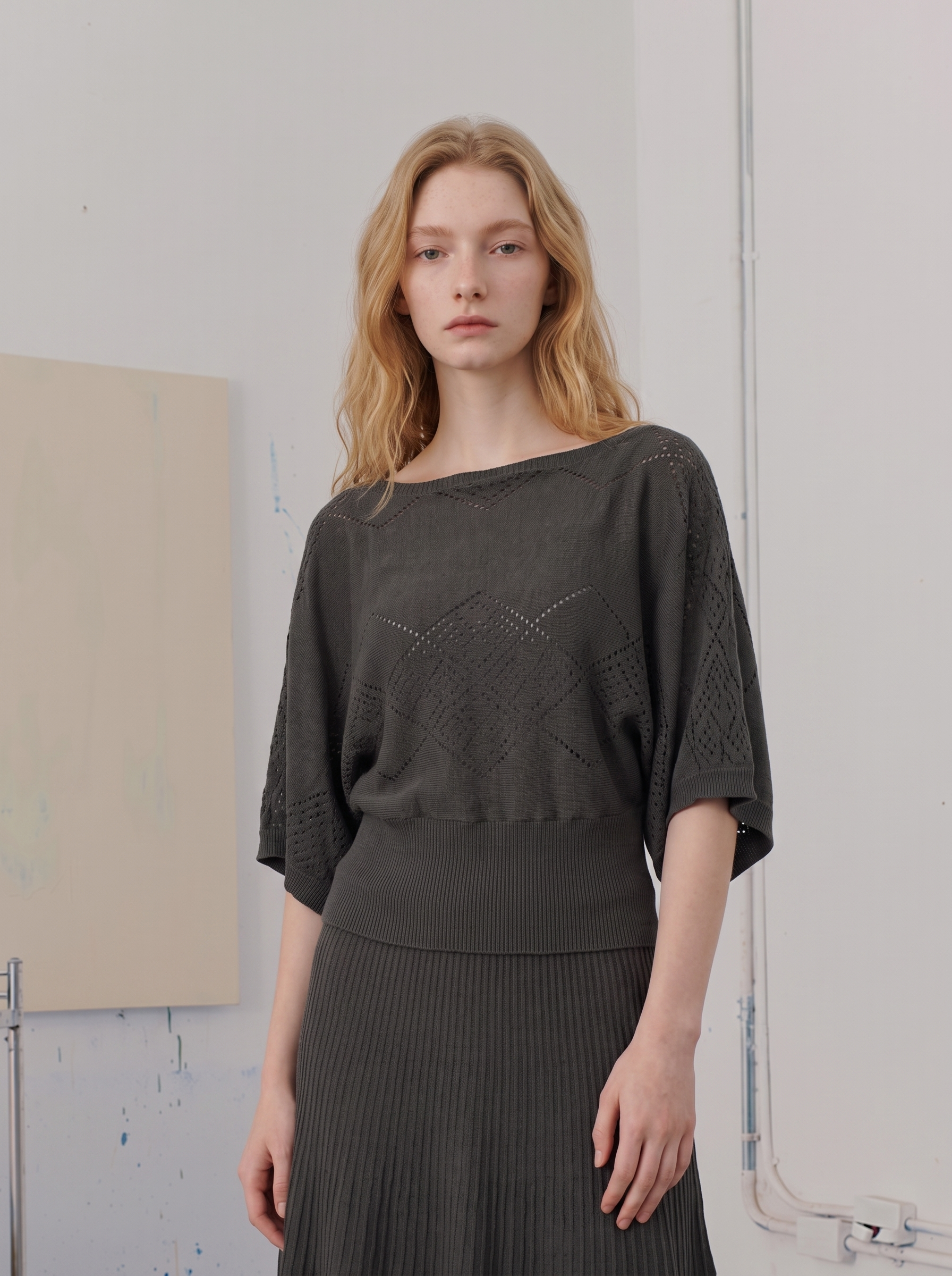 Soft-style long puff-sleeve matching set-LYONSENS