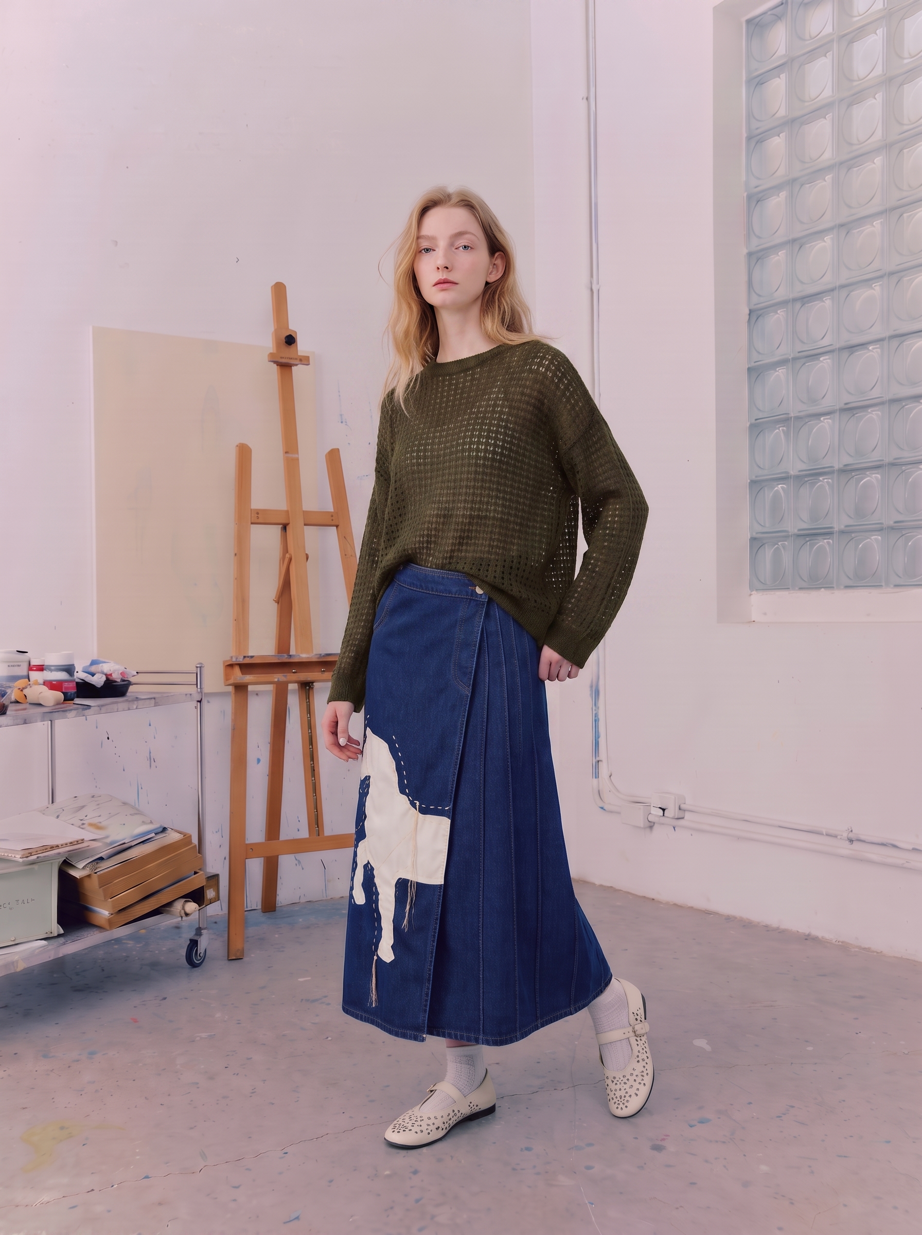 Loose-fit mesh knit sweater-LYONSENS