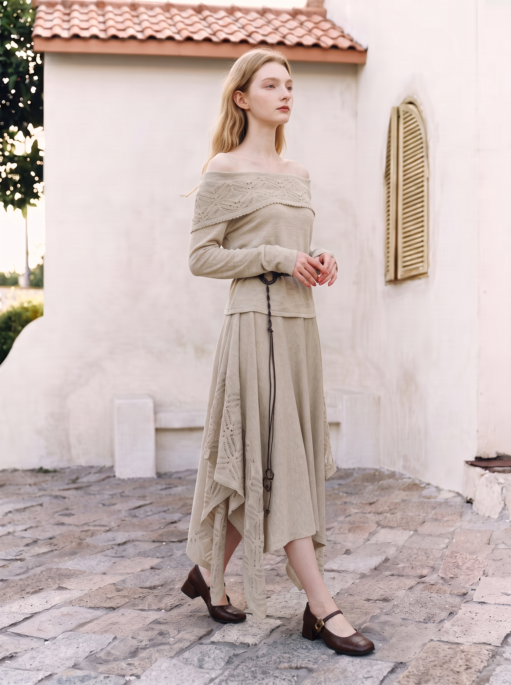 Vintage-style long-sleeved two-piece set-LYONSENS