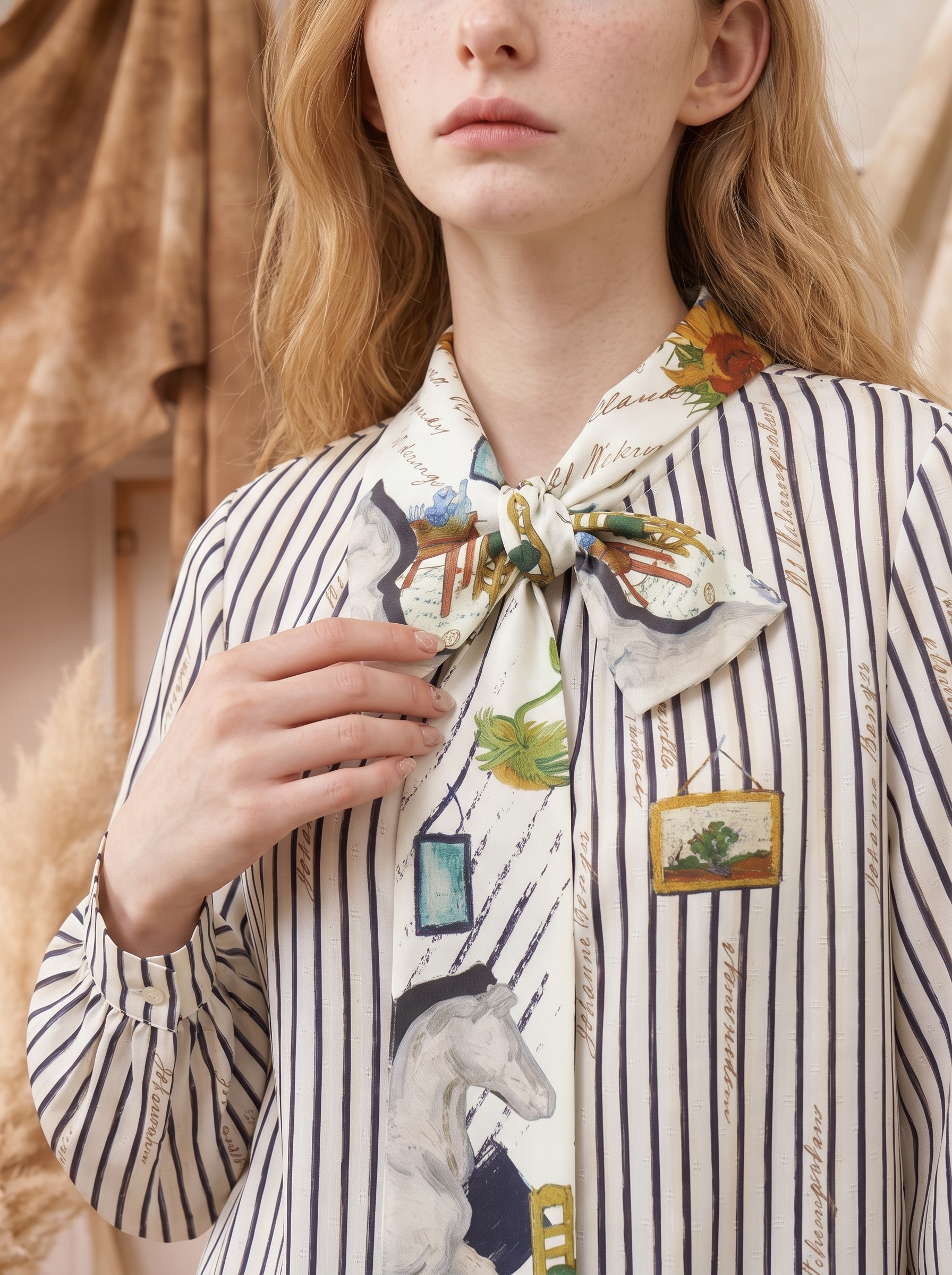 Floral Collar Cropped Shirt-LYONSENS