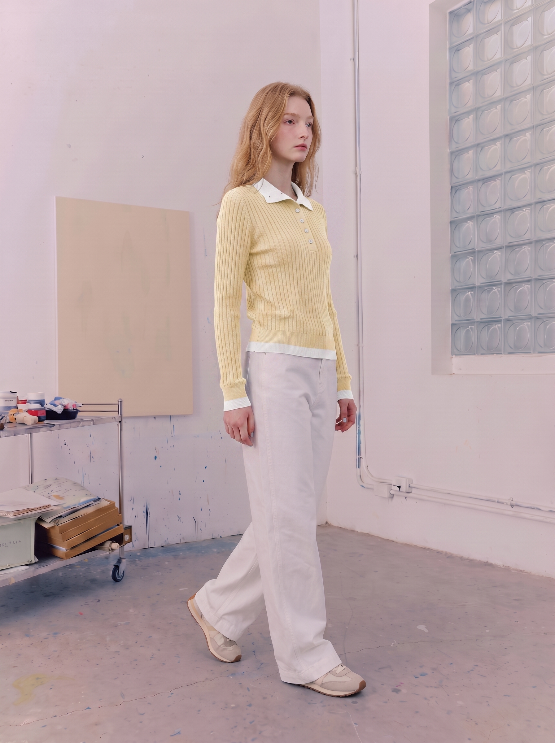 Minimalist collared cropped knit top-LYONSENS