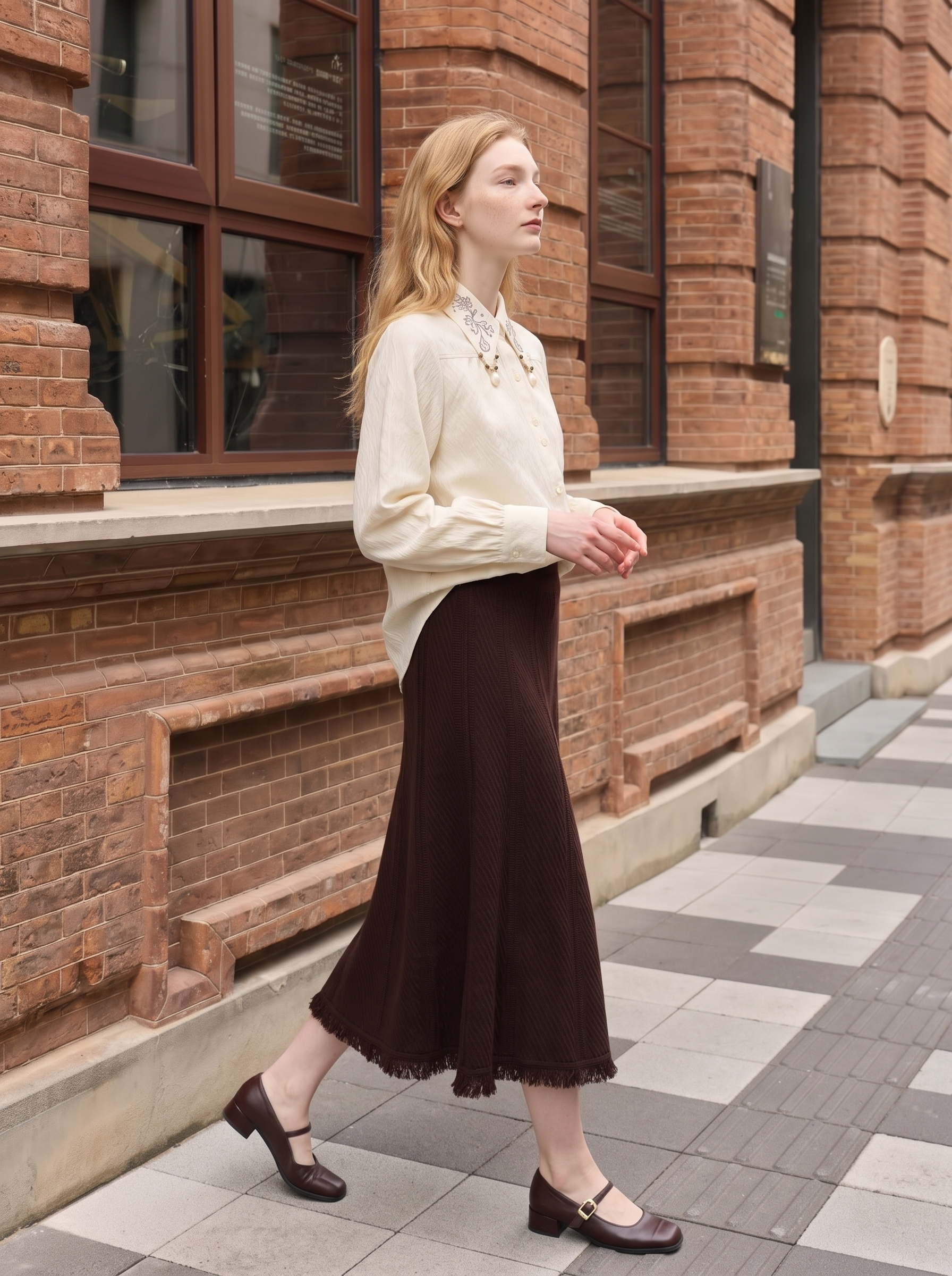 Artistic-style high-waisted plaid skirt-LYONSENS