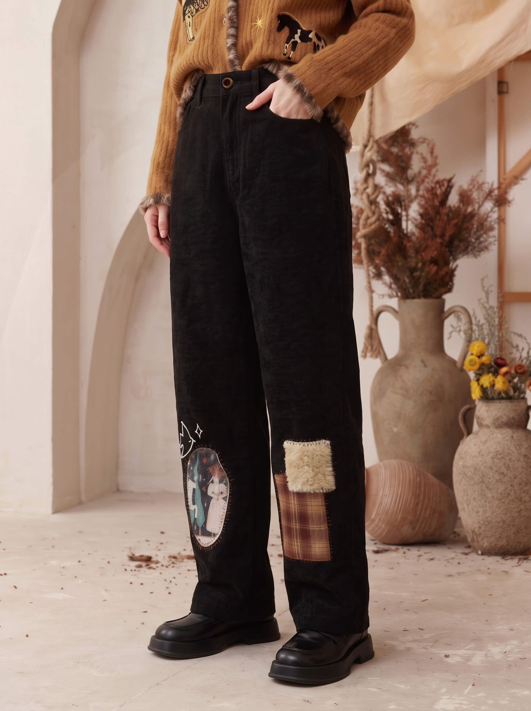 Color-Block Patchwork Straight-Leg Shorts-LYONSENS