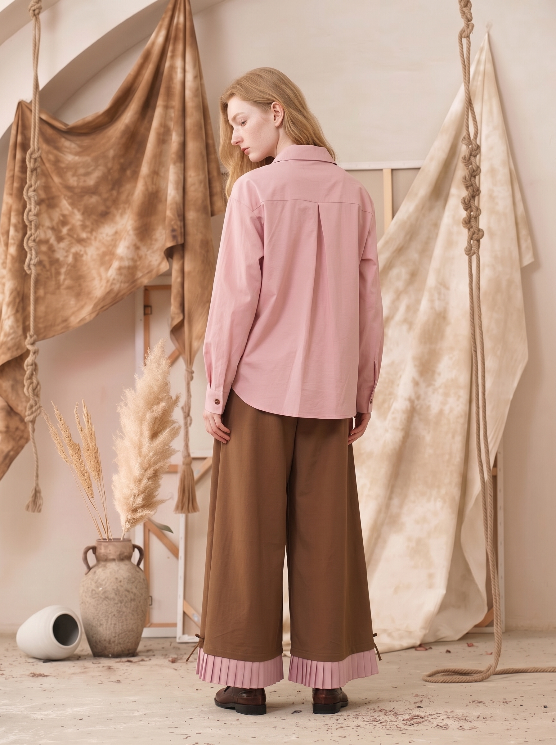 Turn-Down Collar Shirt and Lace-Trimmed Skirt Two-Piece Set-LYONSENS