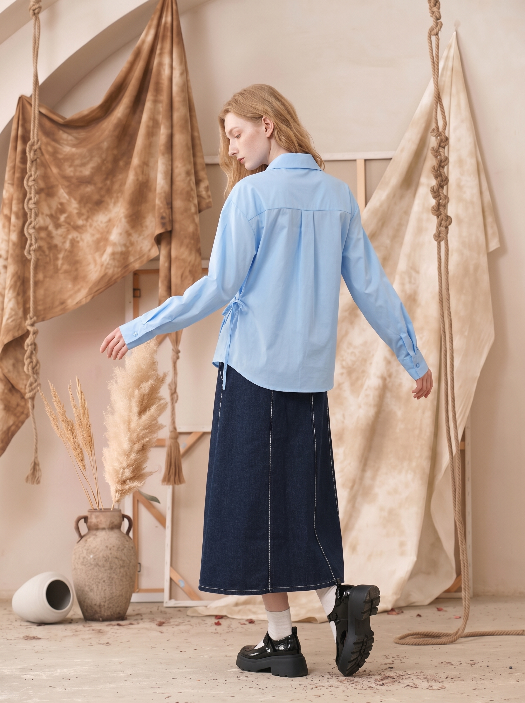Oil Painting Print Cropped Shirt-LYONSENS