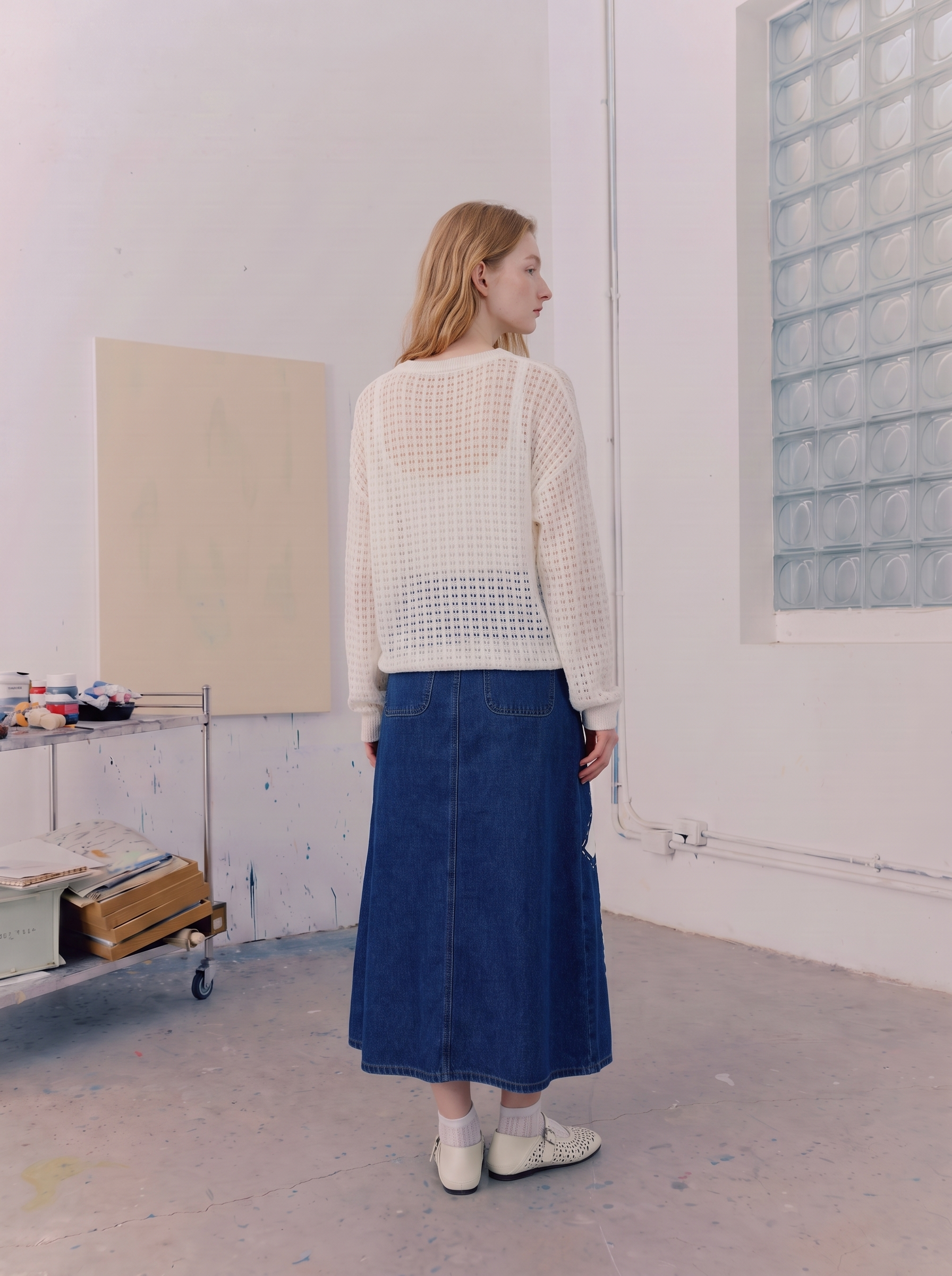 Loose-fit mesh knit sweater-LYONSENS