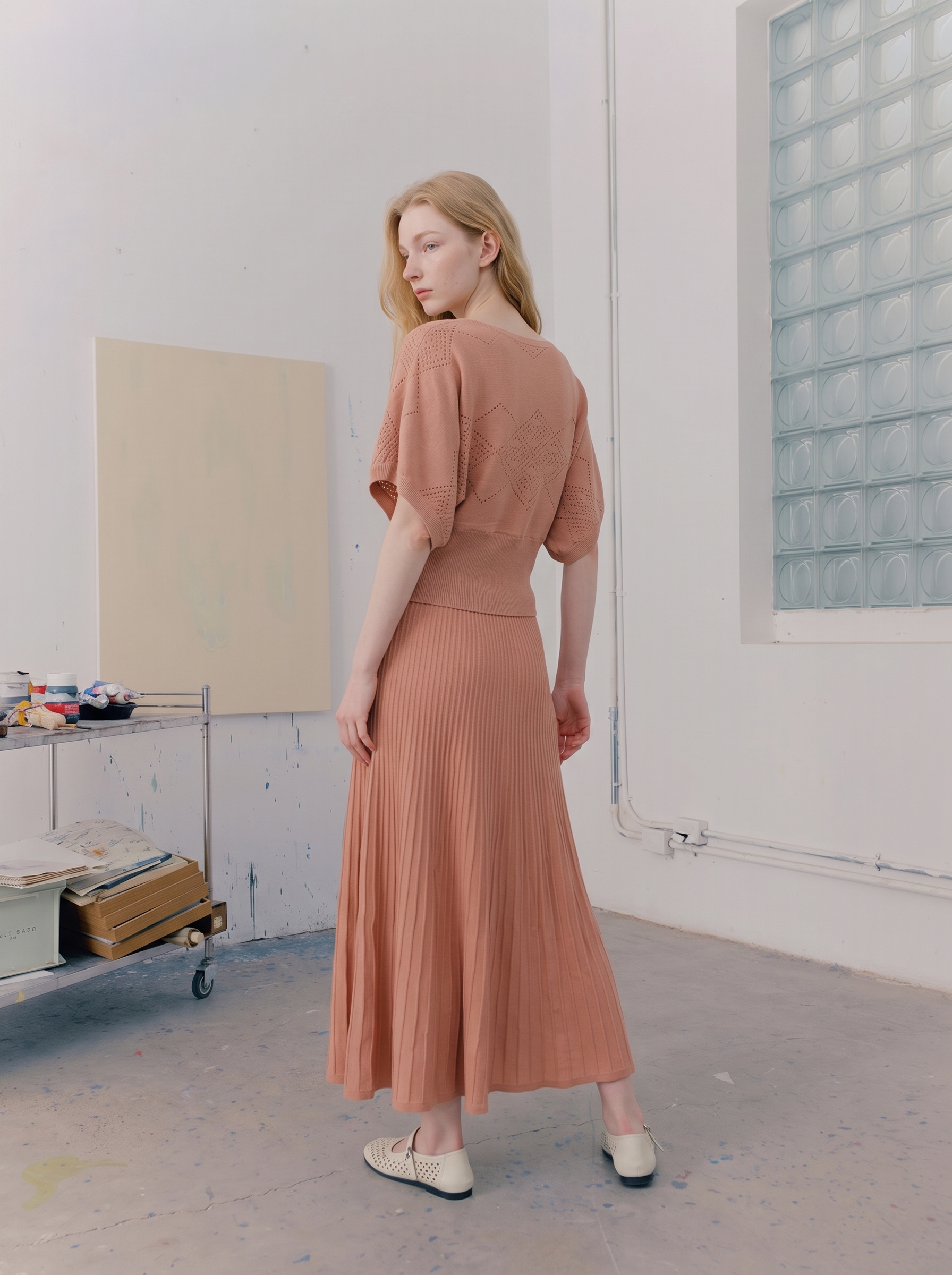 Soft-style long puff-sleeve matching set-LYONSENS