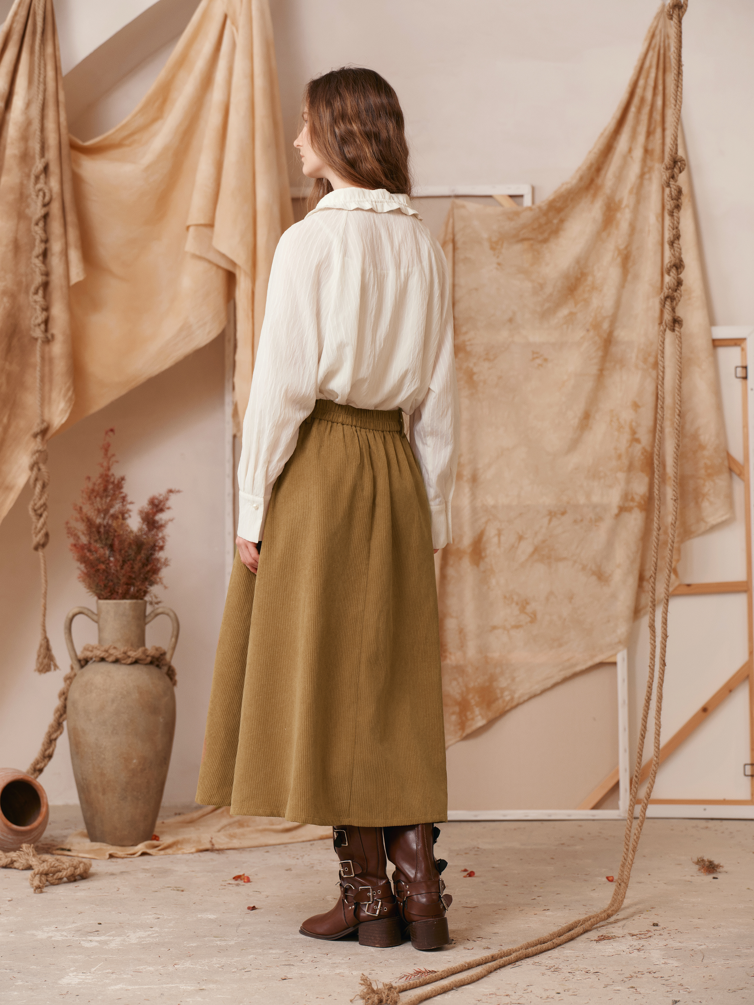 Embroidered High-Waisted Full-Skirt Skirt-LYONSENS