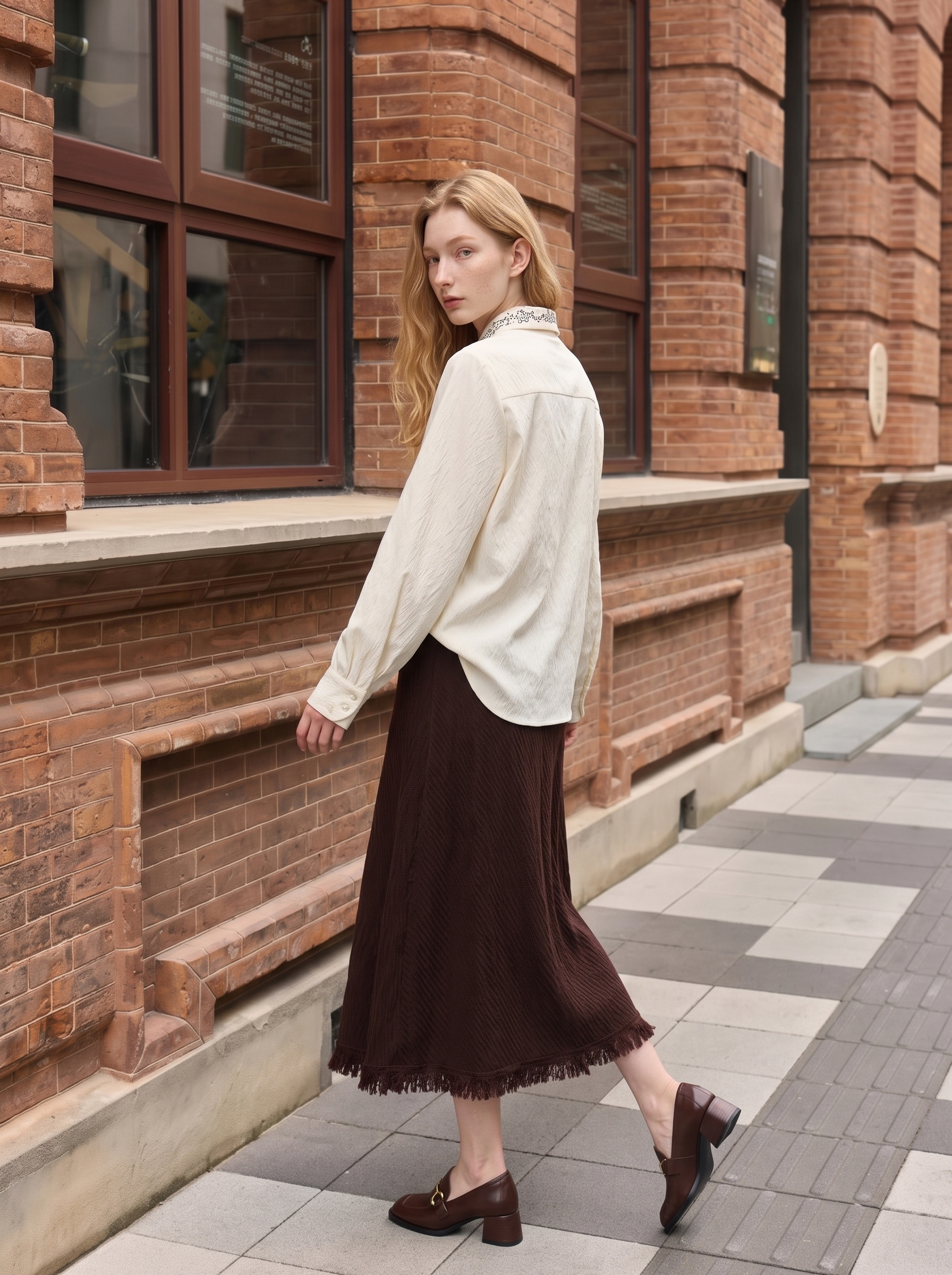 Artistic-style high-waisted plaid skirt-LYONSENS