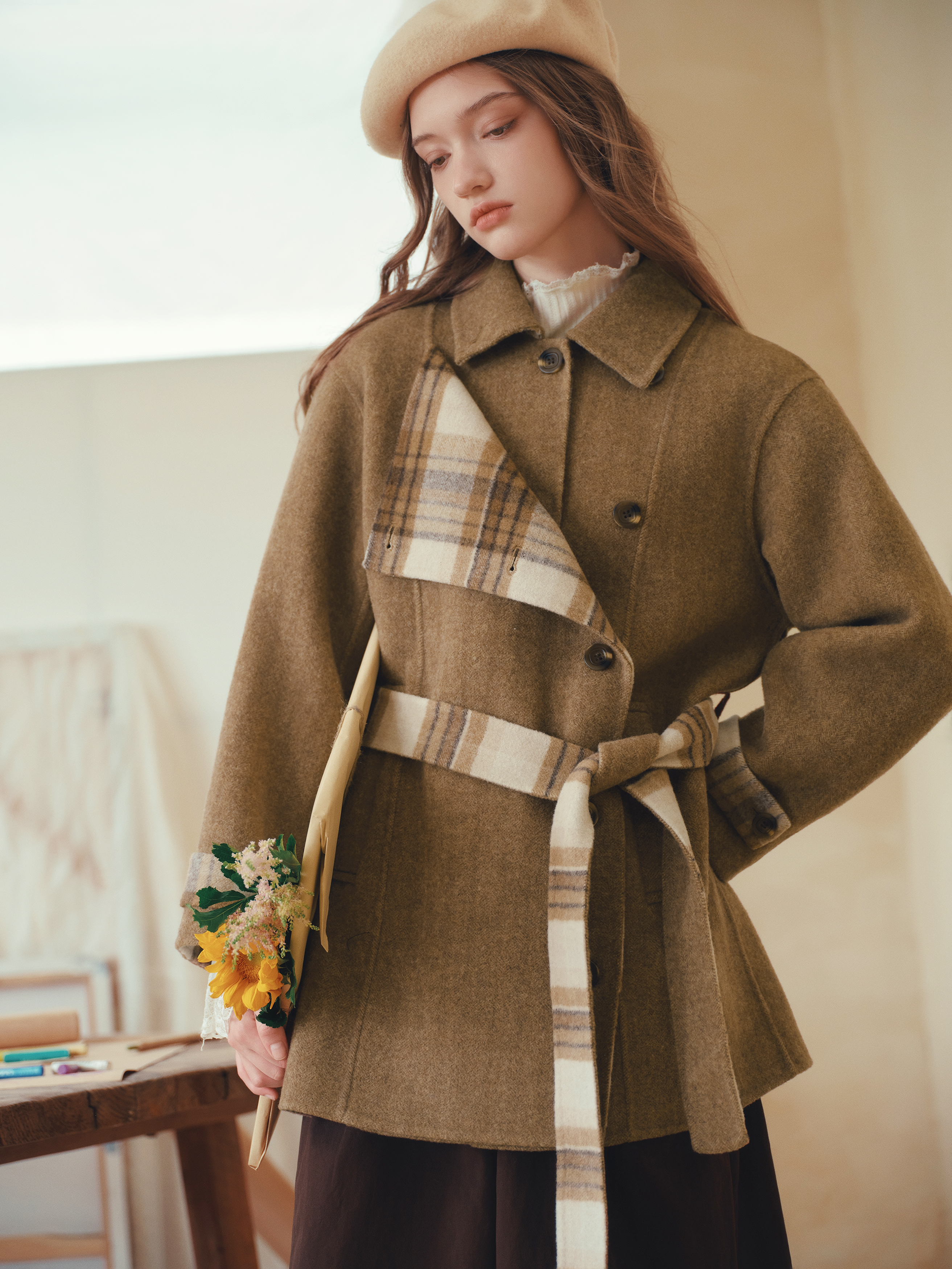 Loose Slouchy Drop Shoulder Woolen Coat-LYONSENS