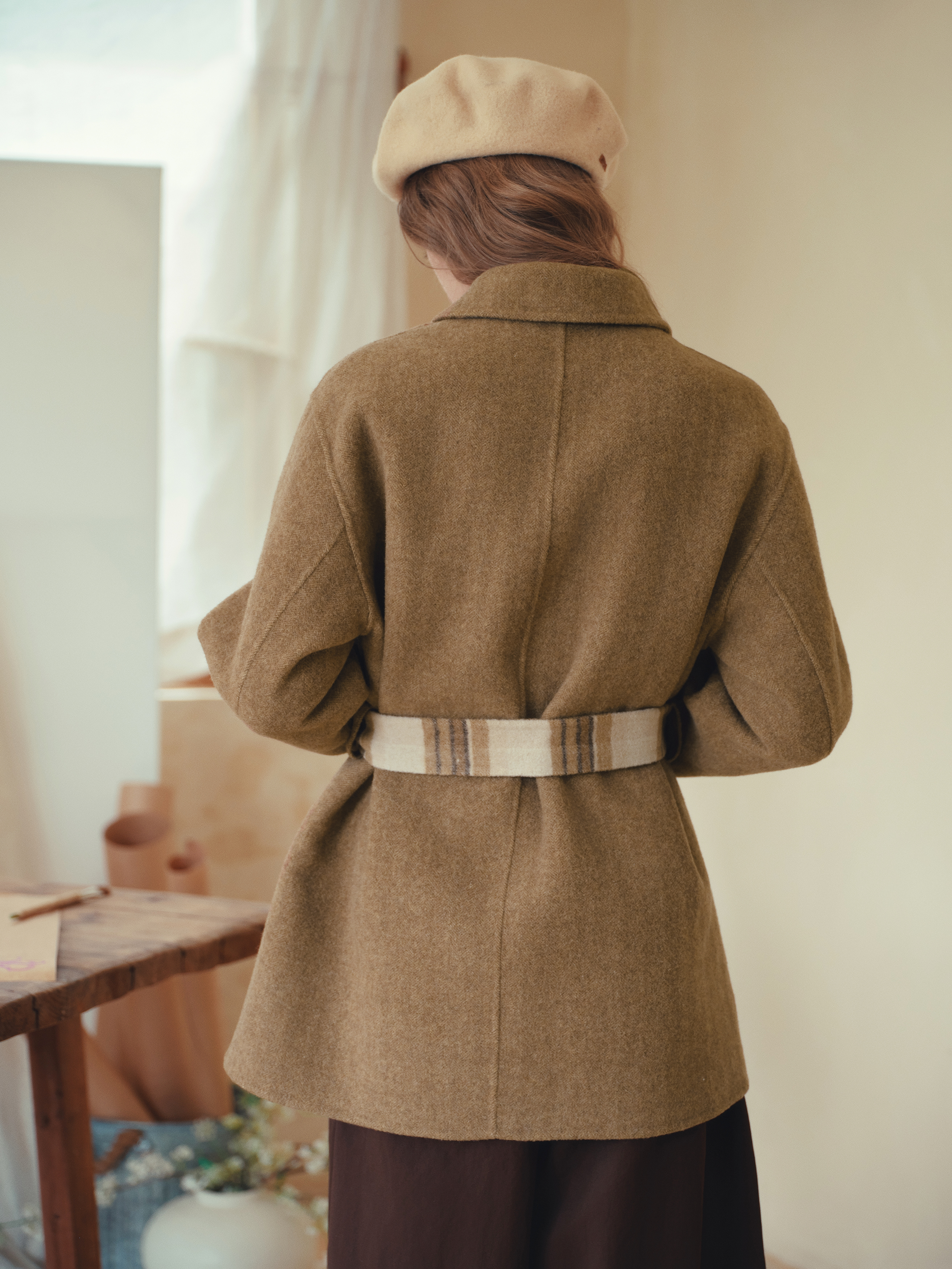 Loose Slouchy Drop Shoulder Woolen Coat-LYONSENS