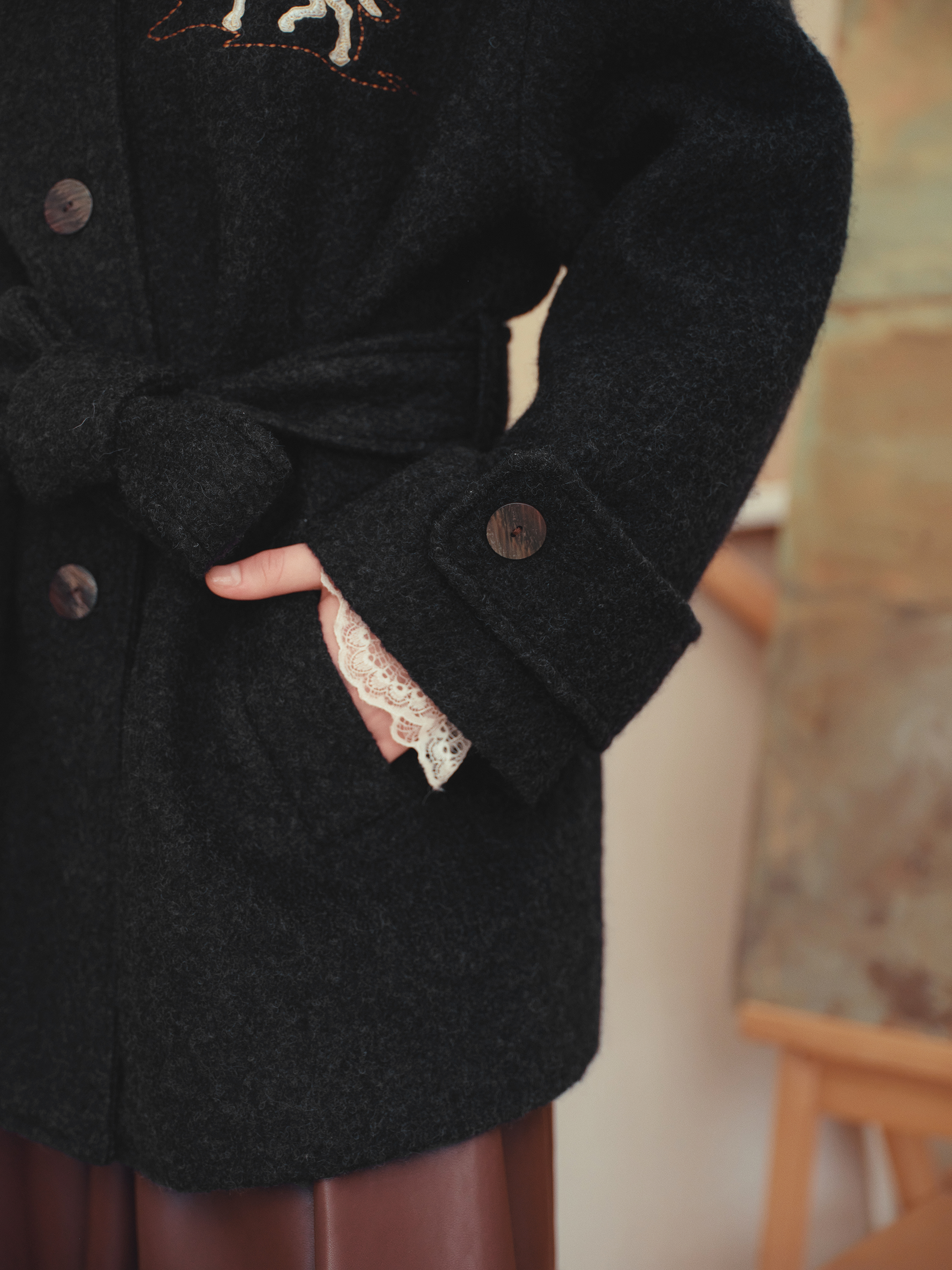 Casual Drop Shoulder Long Sleeve Woolen Coat