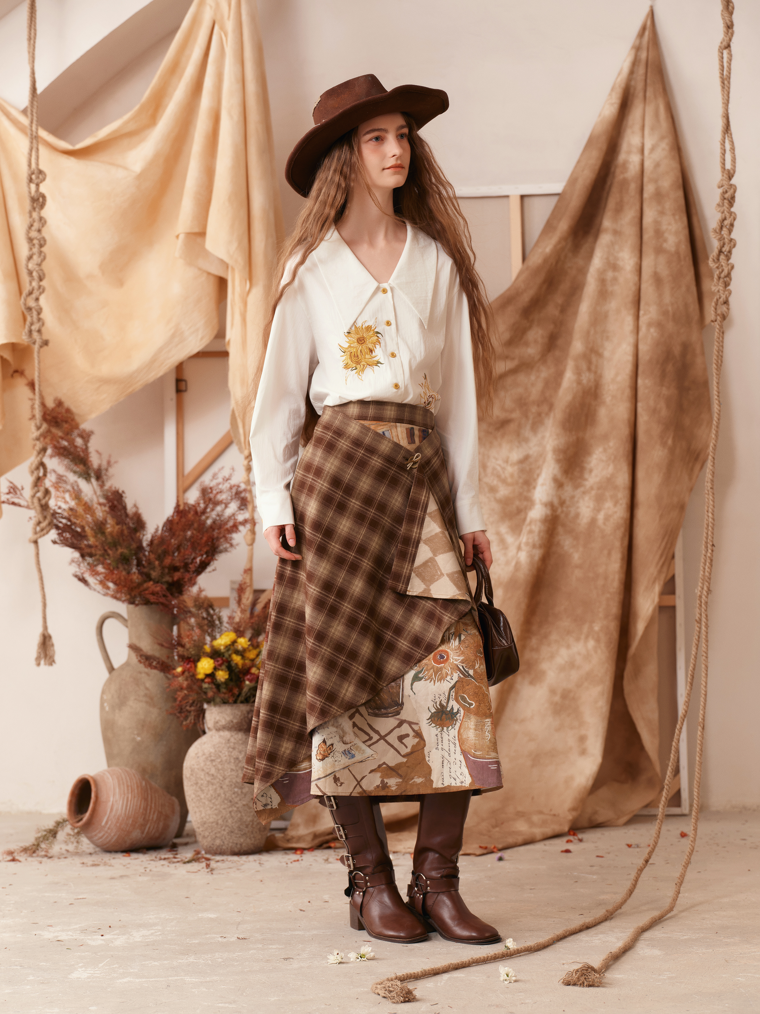 Floral Patchwork Skirt-LYONSENS