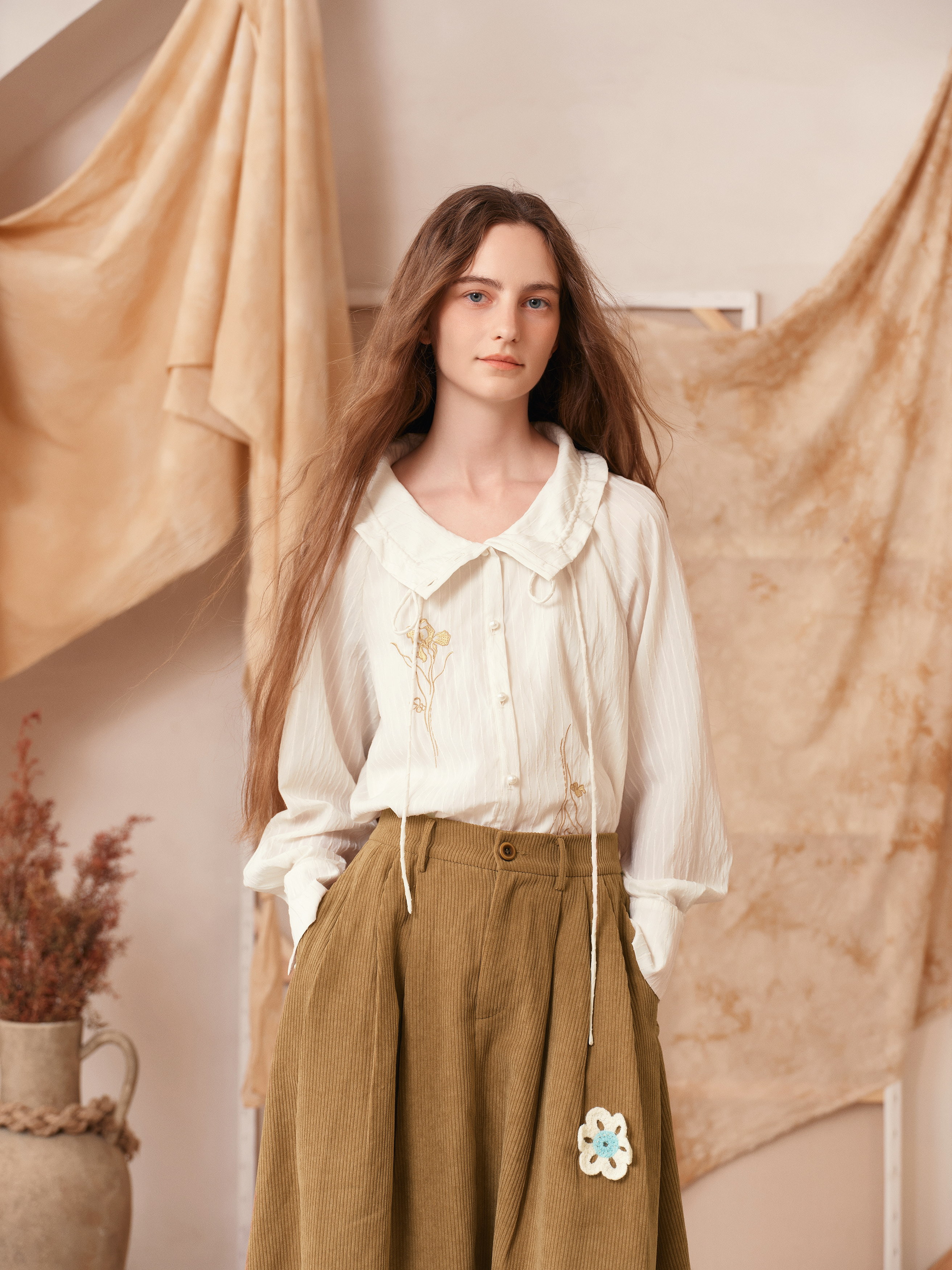 Long Sleeve Turn-Down Collar Shirt-LYONSENS