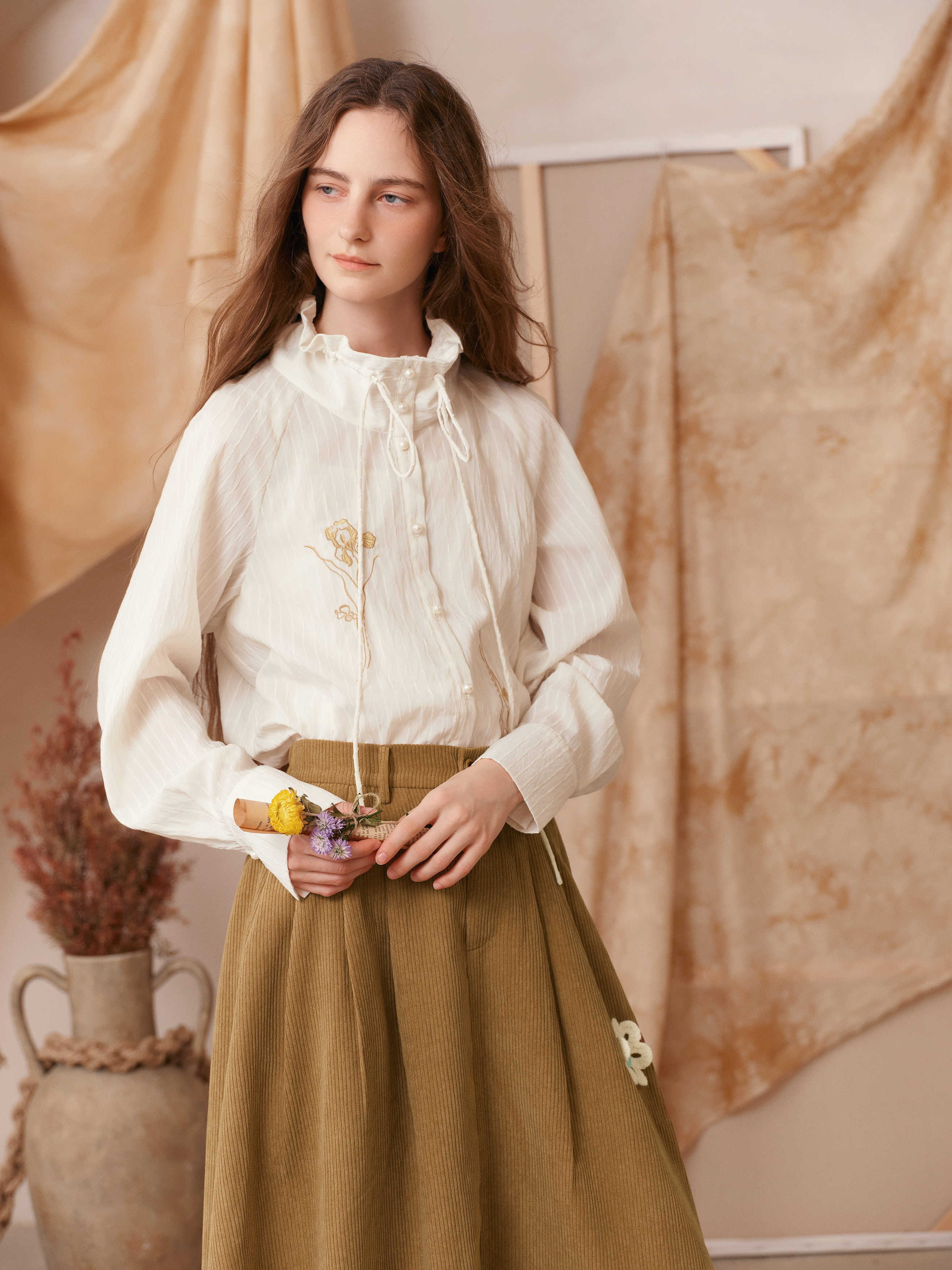 Long Sleeve Turn-Down Collar Shirt-LYONSENS