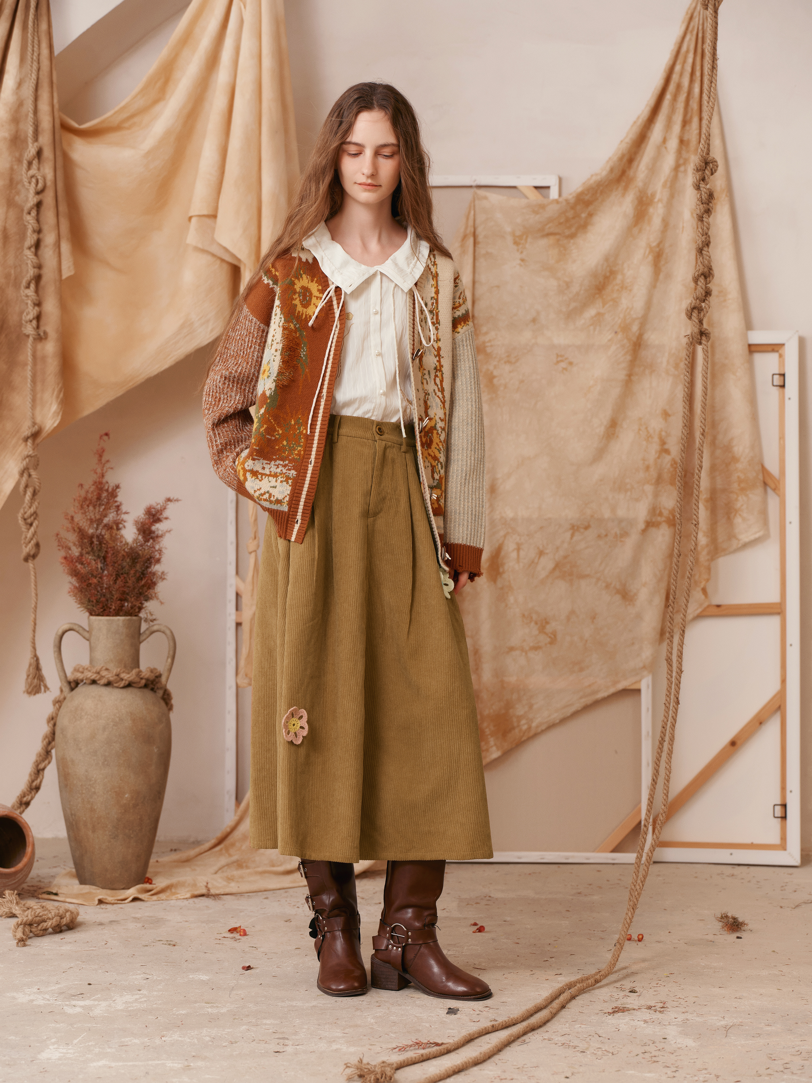 Embroidered High-Waisted Full-Skirt Skirt-LYONSENS
