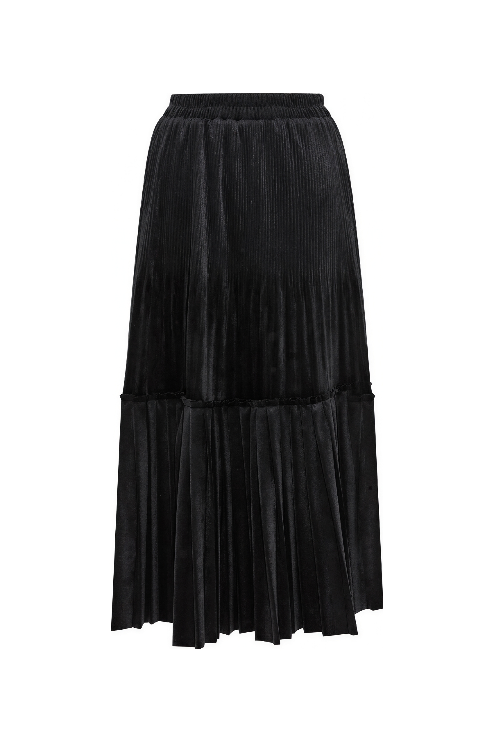 Black pleated midi skirt