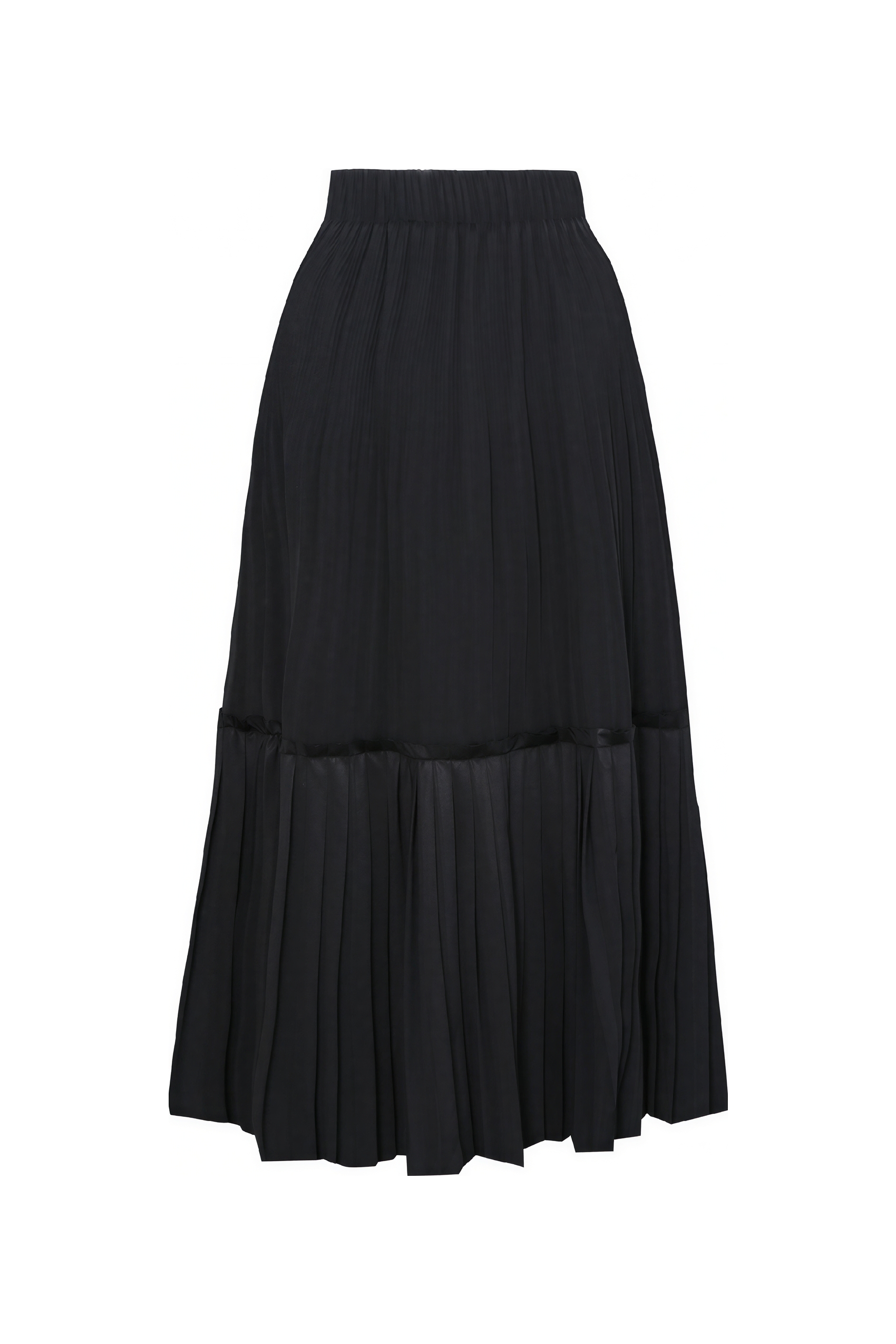 Black pleated midi skirt