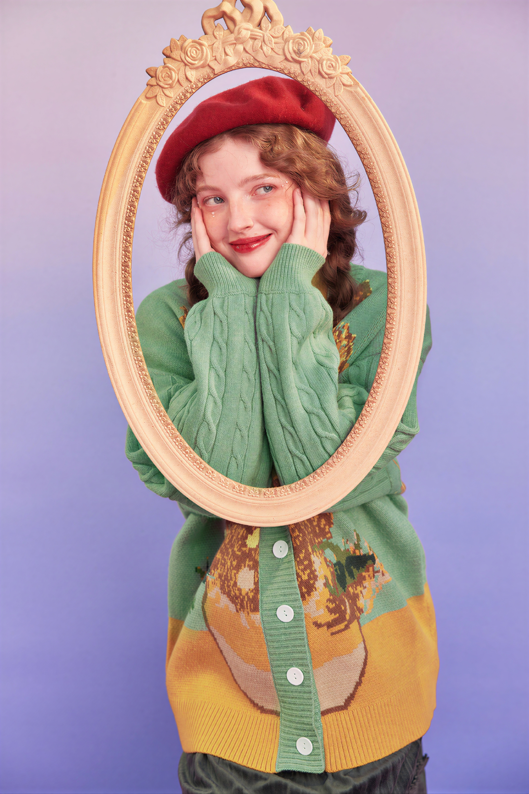 Van Gogh-Inspired Premium Knit Cardigan