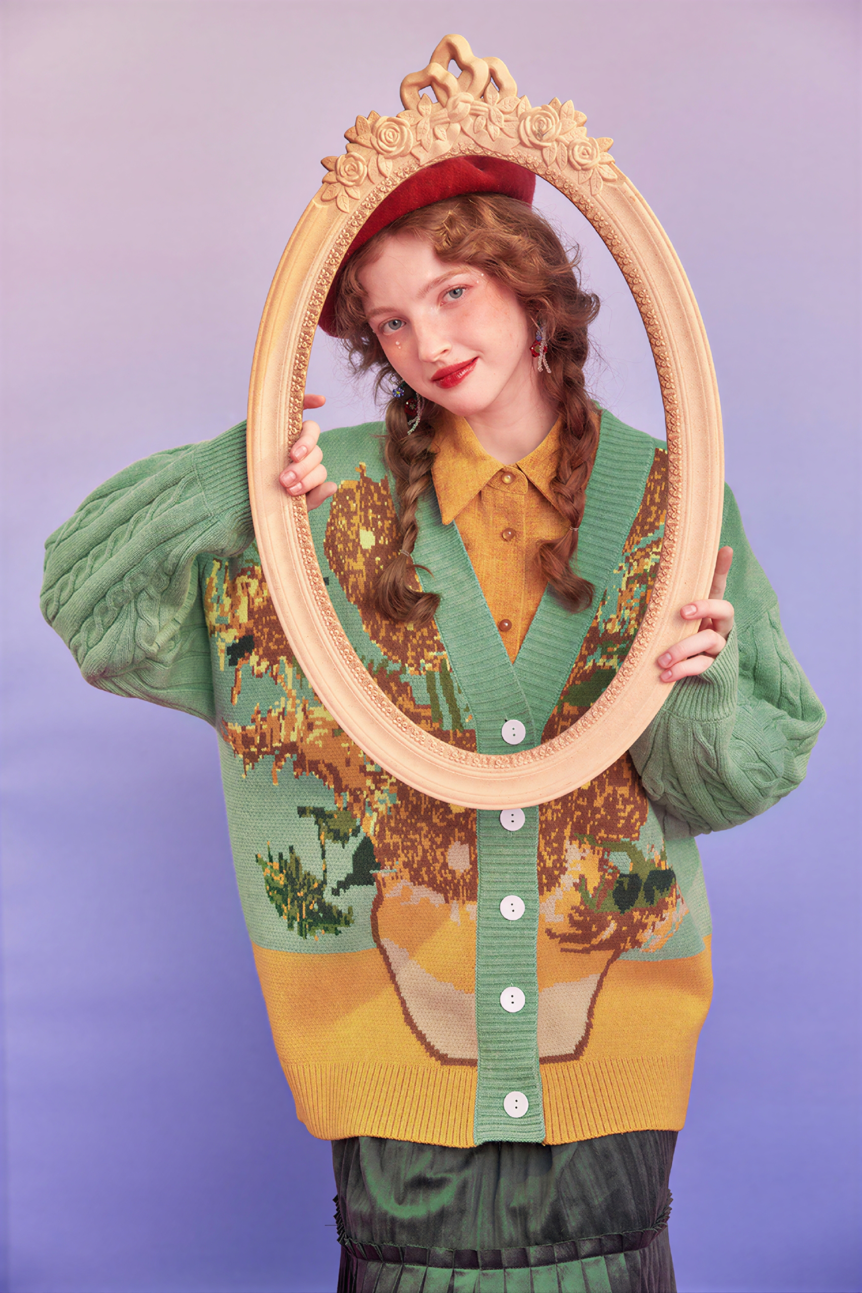 Van Gogh-Inspired Premium Knit Cardigan