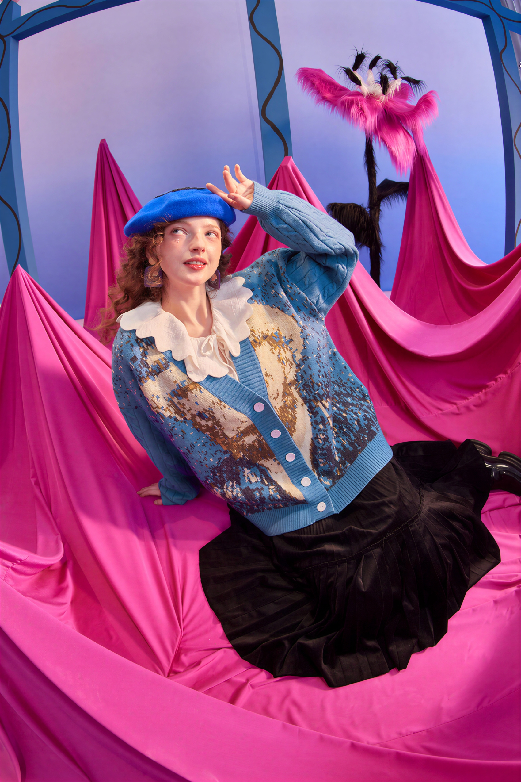 Van Gogh-Inspired Premium Knit Cardigan