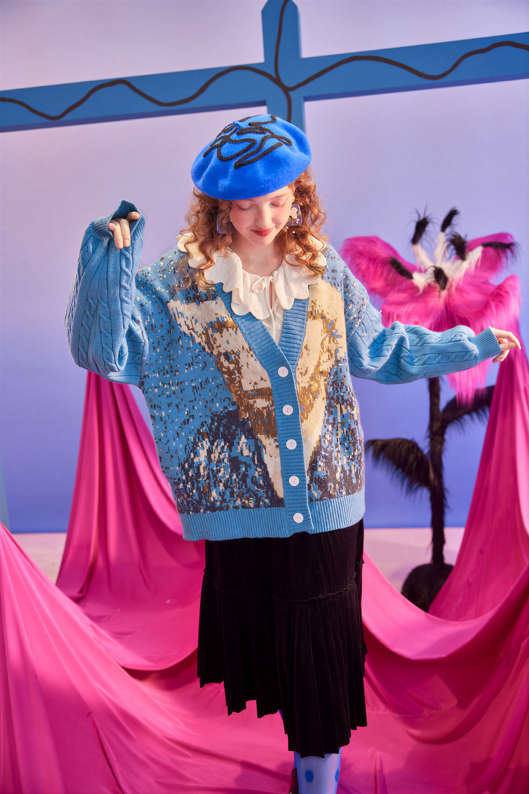 Van Gogh-Inspired Premium Knit Cardigan