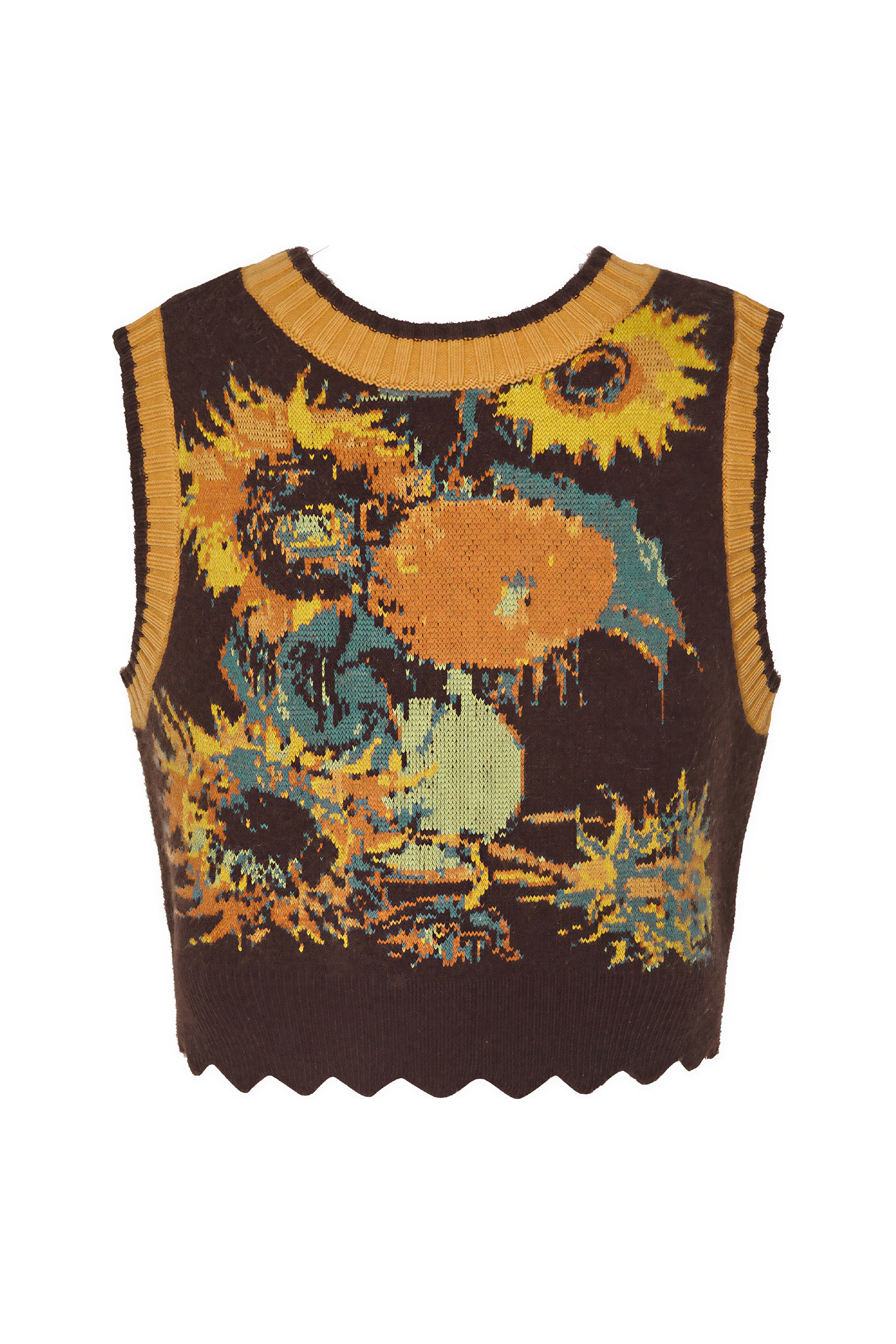 Vintage-style outer layer paired with a knitted sweater