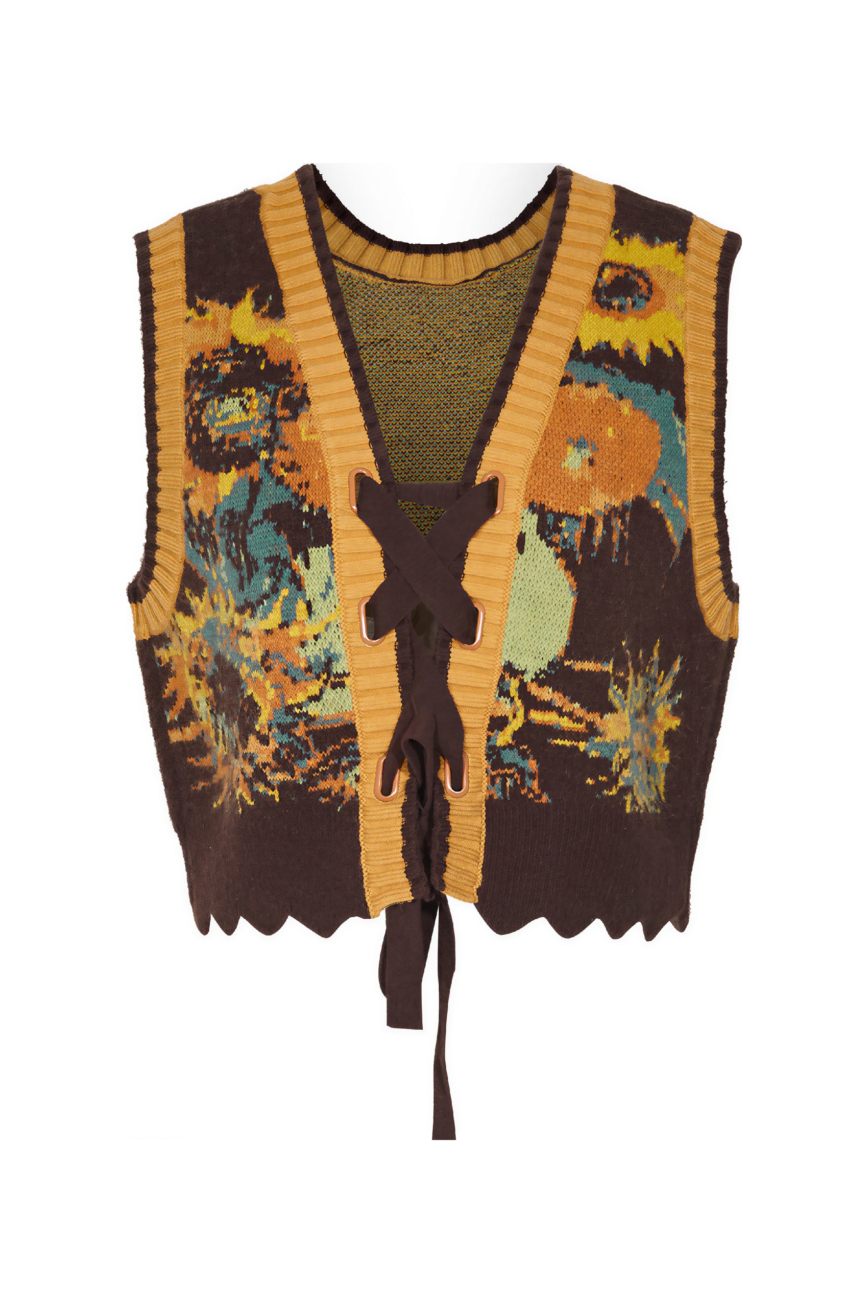 Vintage-style outer layer paired with a knitted sweater