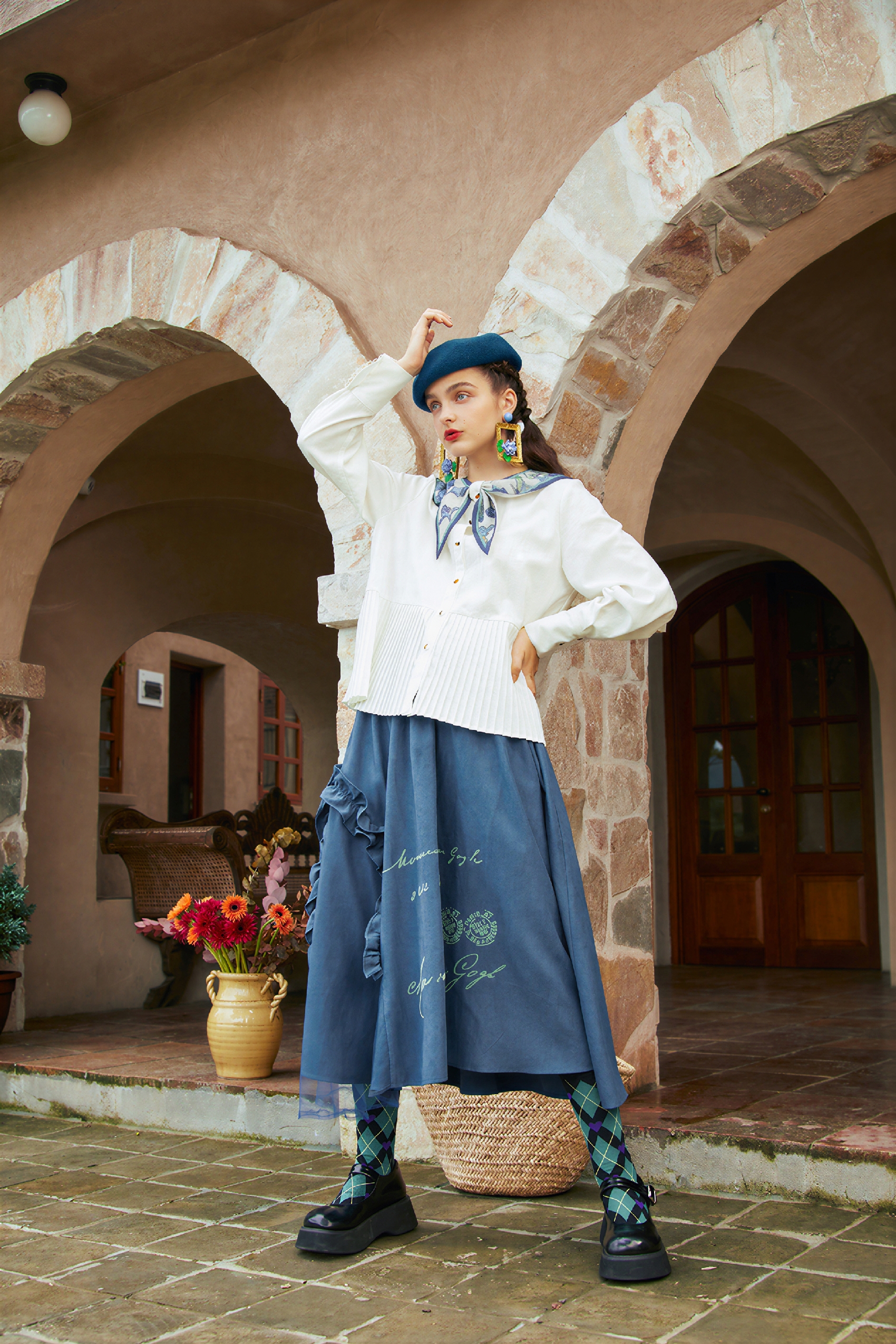 Van Gogh�CInspired White French Sailor Collar Shirt