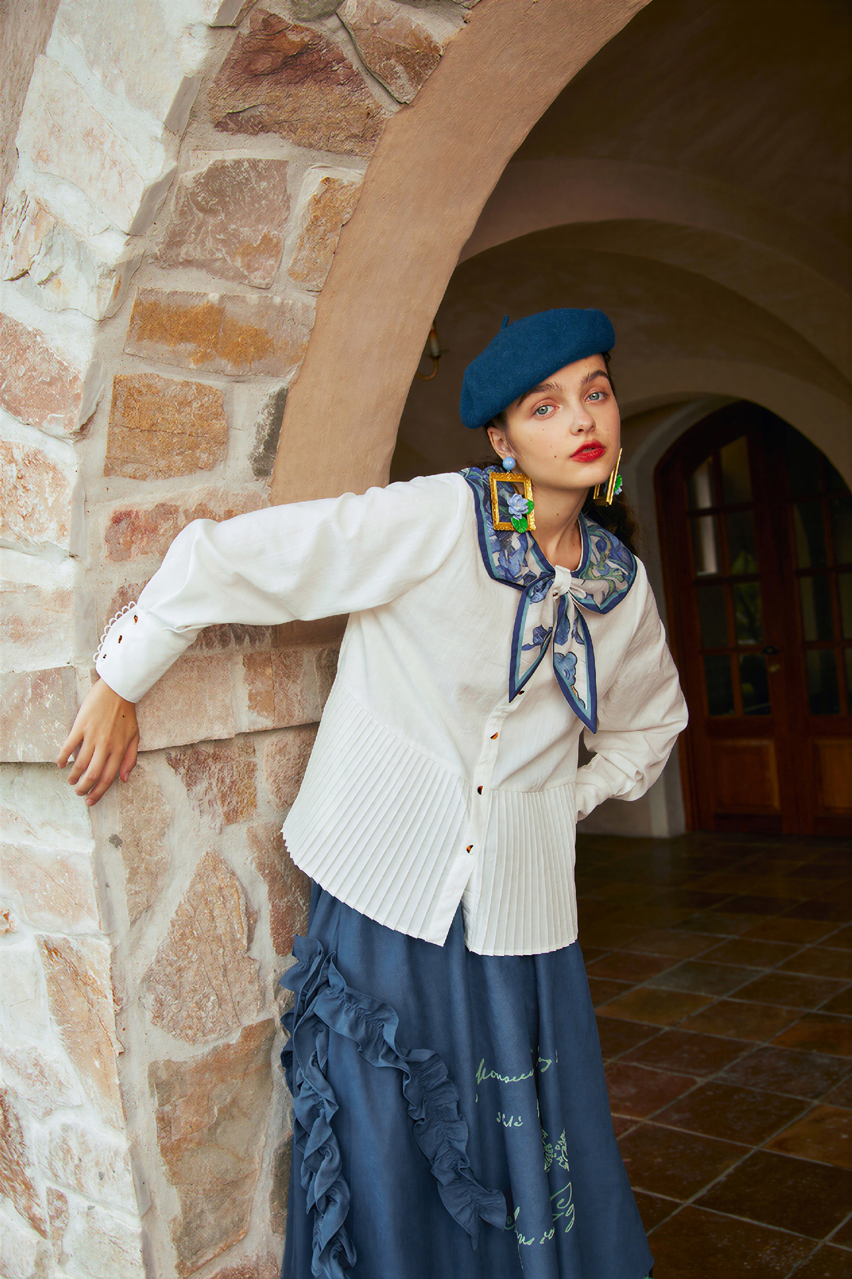 Van Gogh�CInspired White French Sailor Collar Shirt